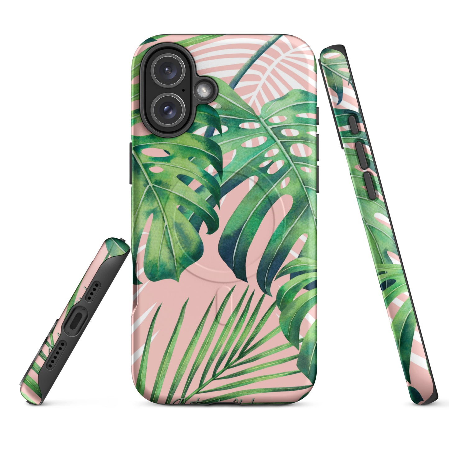 Pink Monstera MagSafe® Tough Case for iPhone 14-16-Bits of Aloha