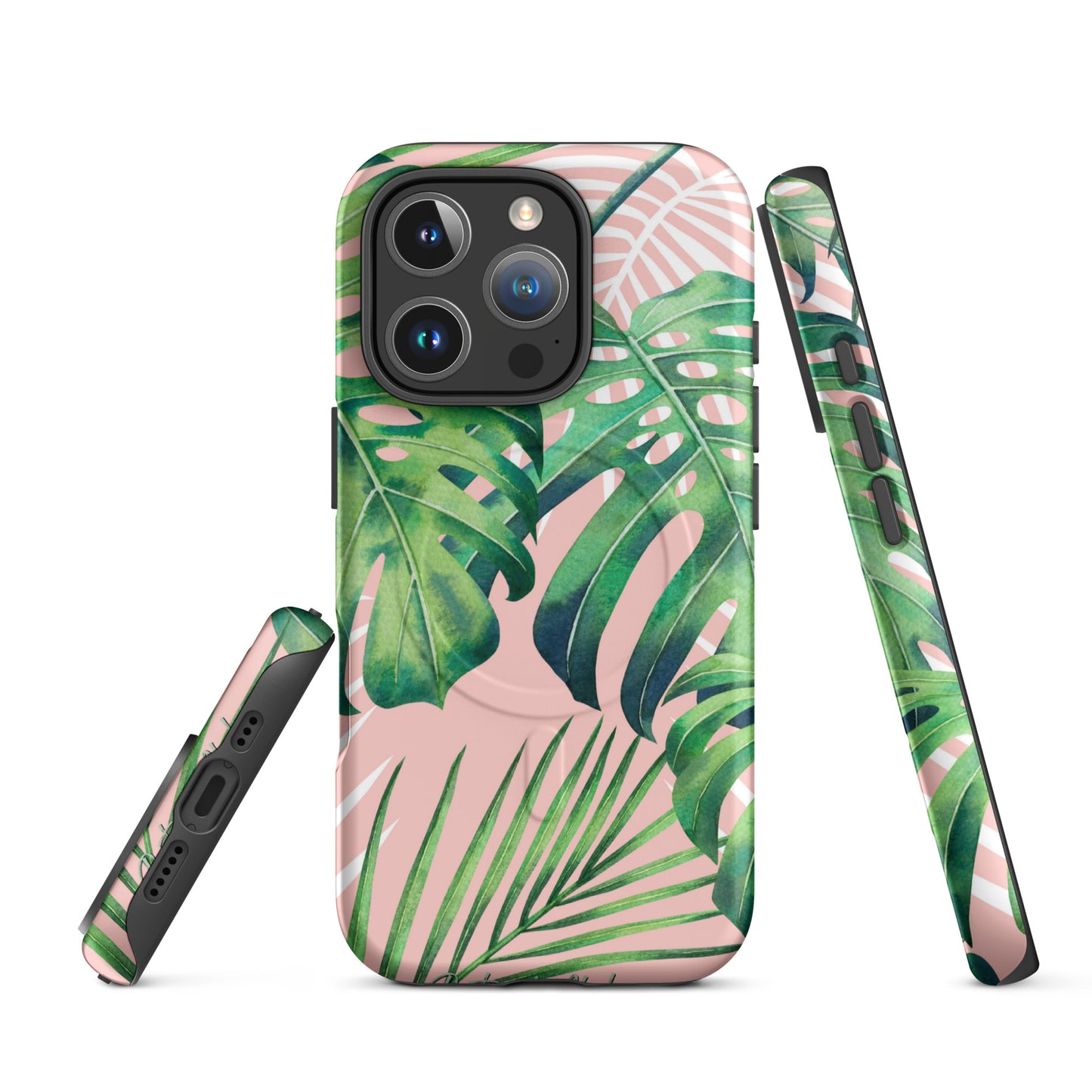 Pink Monstera MagSafe® Tough Case for iPhone 14-16-Bits of Aloha
