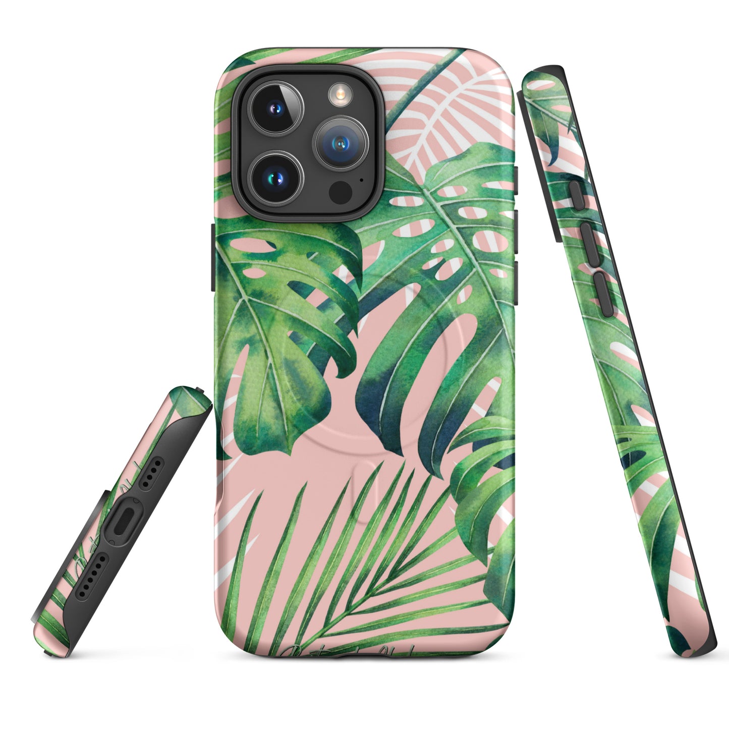 Pink Monstera MagSafe® Tough Case for iPhone 14-16-Bits of Aloha