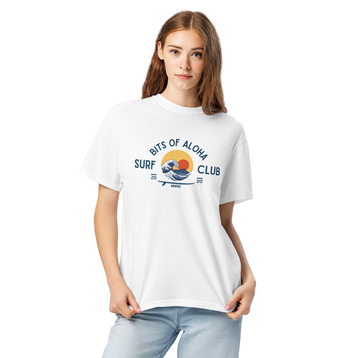 Bits of Aloha Rising Sun Surf Club Tee – Retro Wave Graphic T-Shirt-T-Shirt-Bits of Aloha