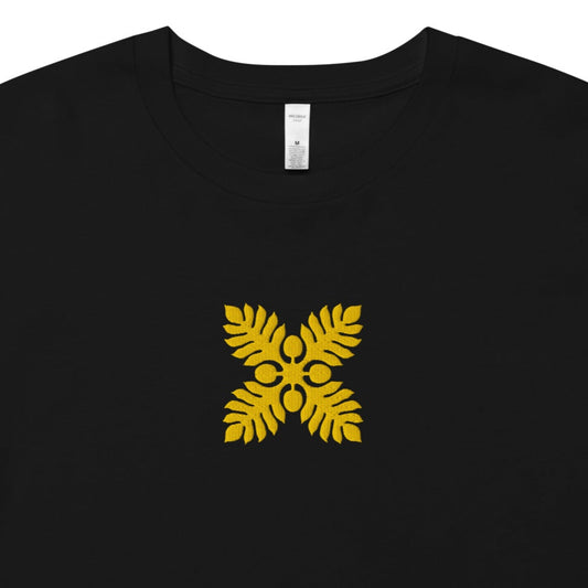 Hawaiian Breadfruit Quilt Embroidered Women’s Crop Top-T-Shirt-Bits of Aloha