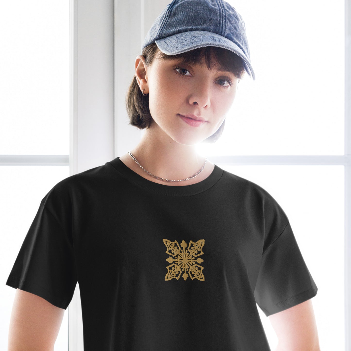 Hawaiian Gold Quilt Embroidered Women’s Crop Top-T-Shirt-Bits of Aloha