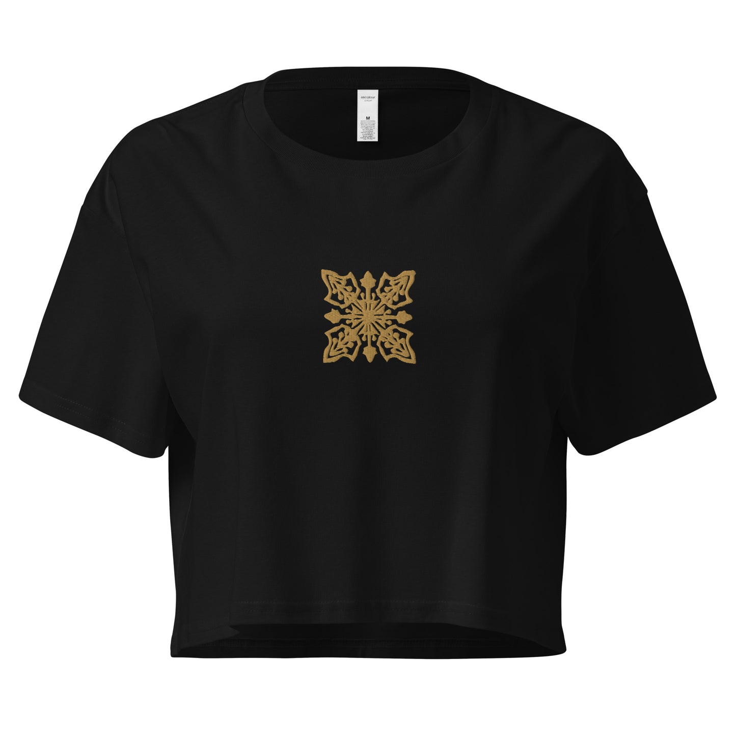 Hawaiian Gold Quilt Embroidered Women’s Crop Top-T-Shirt-Bits of Aloha
