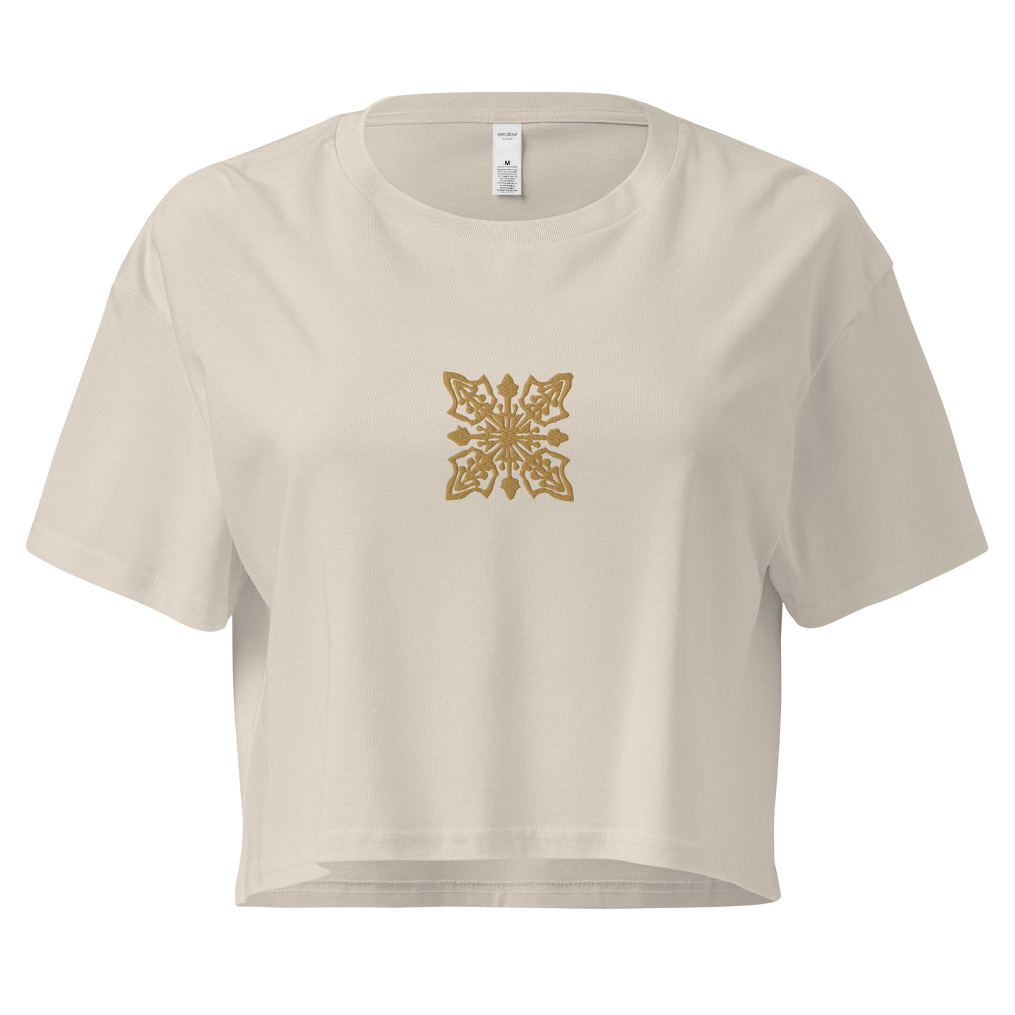 Hawaiian Gold Quilt Embroidered Women’s Crop Top-T-Shirt-Bits of Aloha