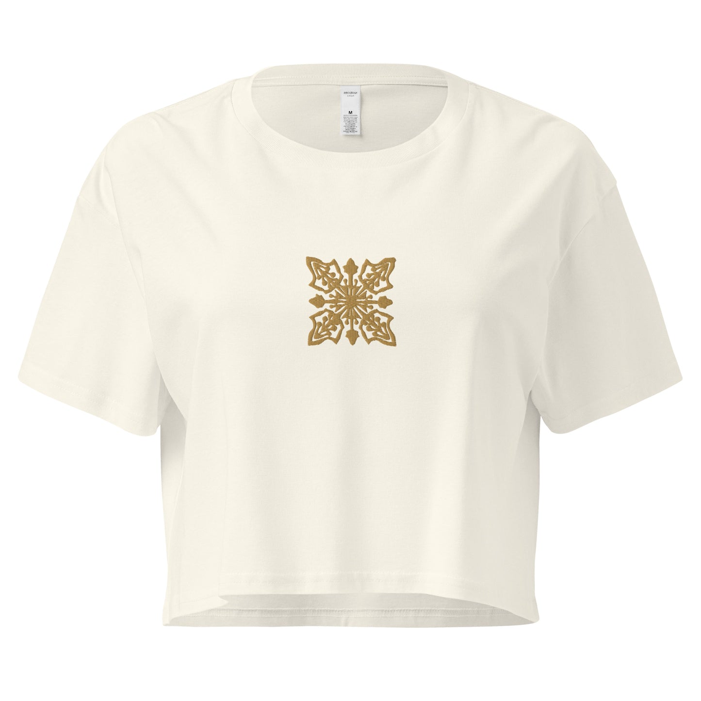 Hawaiian Gold Quilt Embroidered Women’s Crop Top-T-Shirt-Bits of Aloha