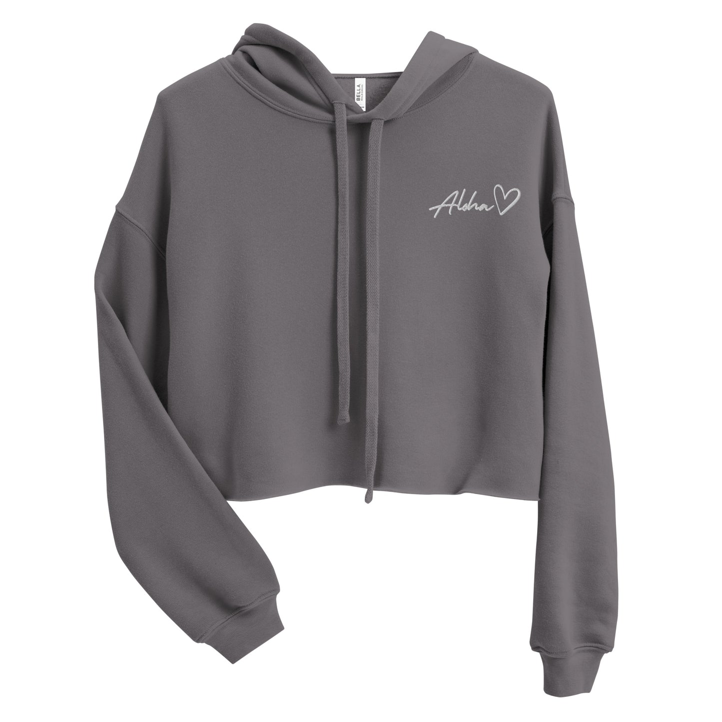 Aloha Love Embroidered Premium Crop Hoodie-Hoodie-Bits of Aloha
