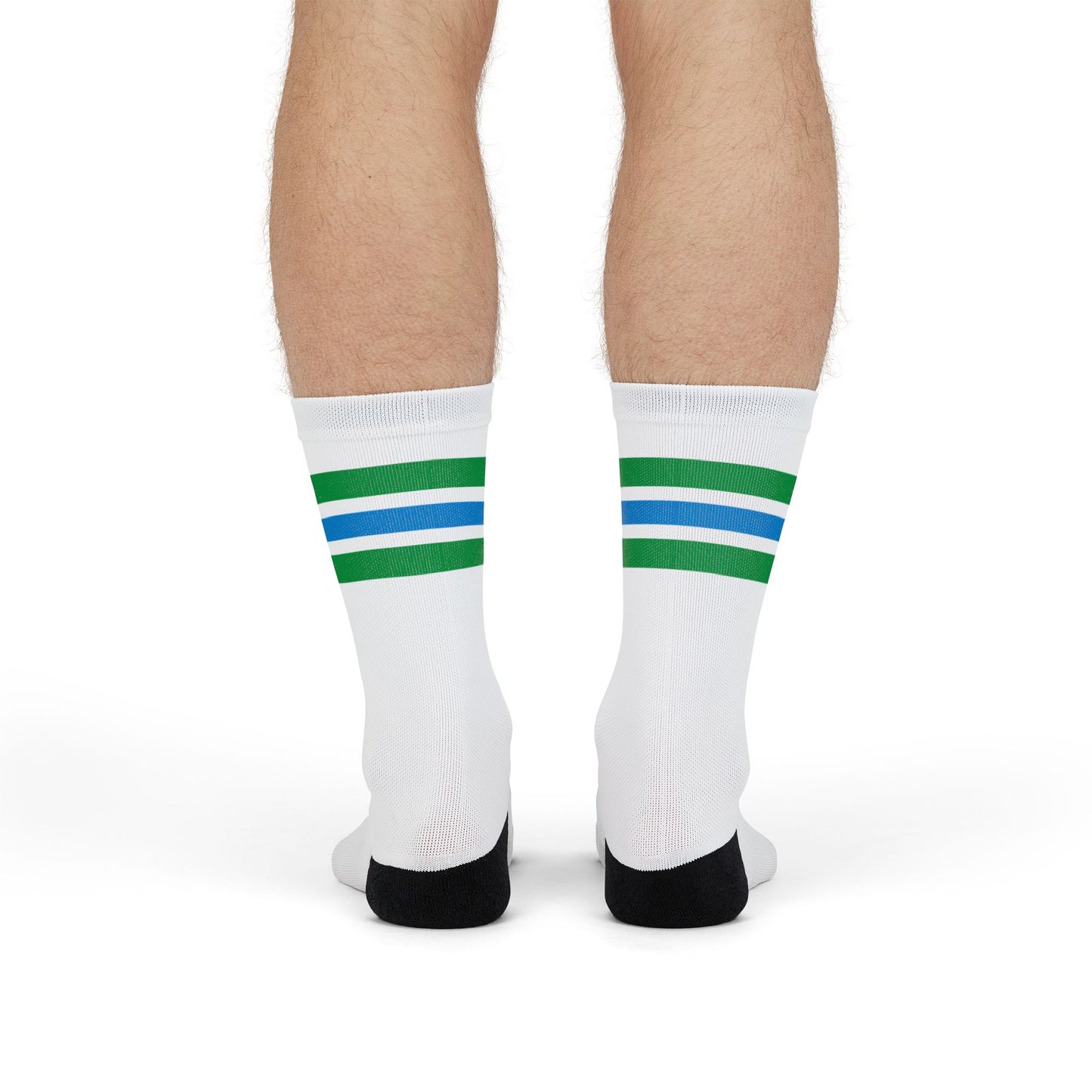 Konbini Fam Crew Sock | Green and Blue Striped Japanese-Inspired Socks