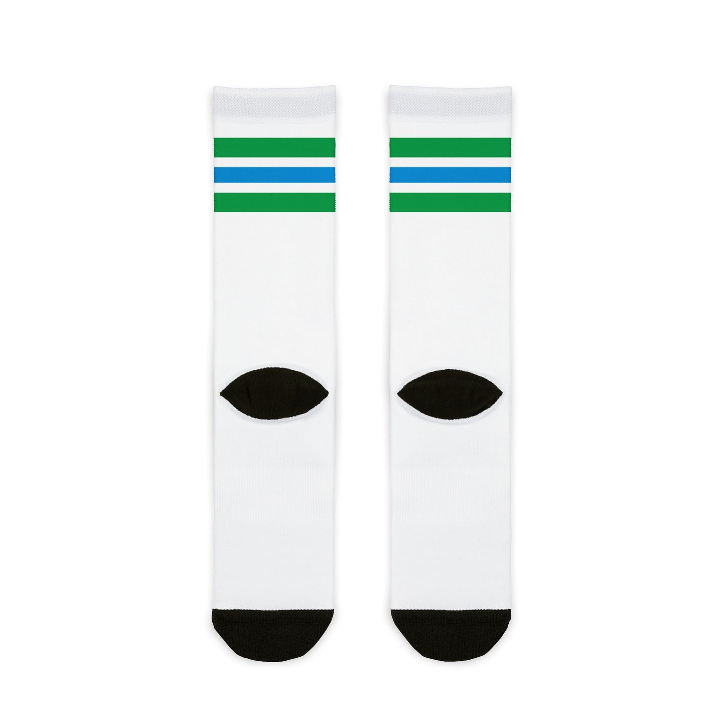 Konbini Fam Crew Sock | Green and Blue Striped Japanese-Inspired Socks