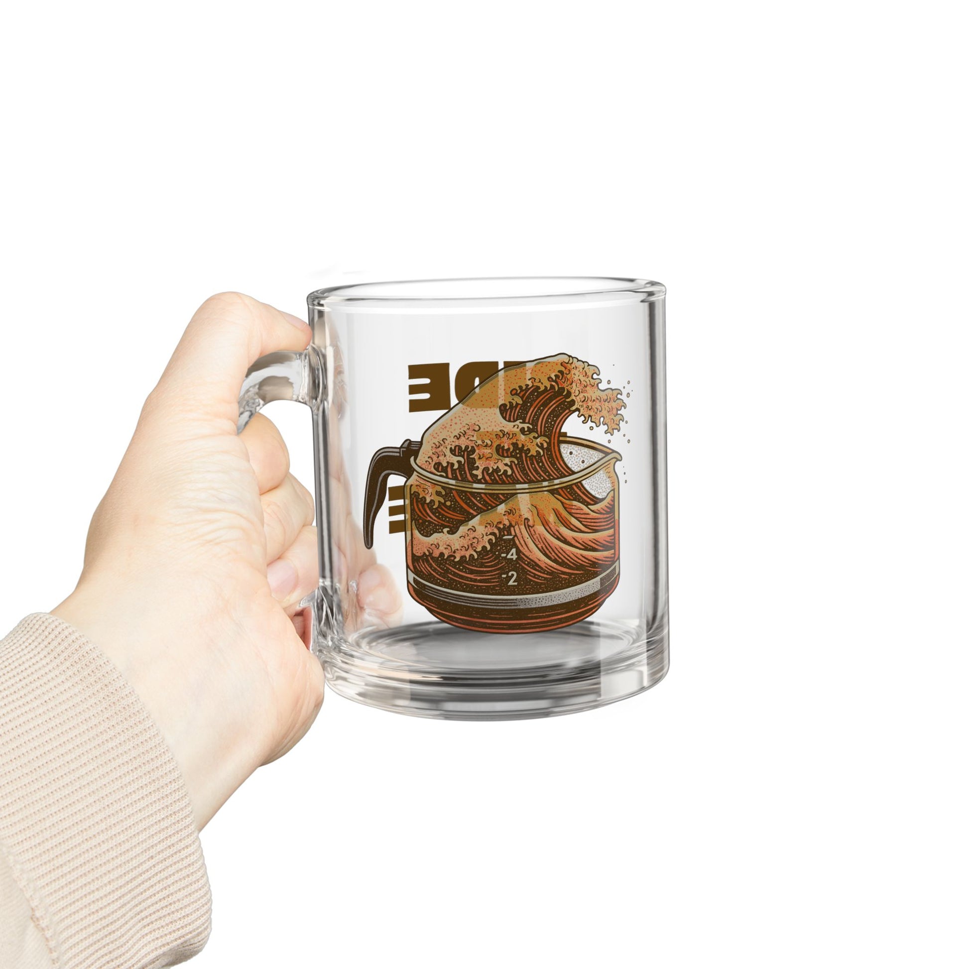 Great Wave of Coffee Glass Mug, 10oz | Ride the Wave-Mug-Bits of Aloha