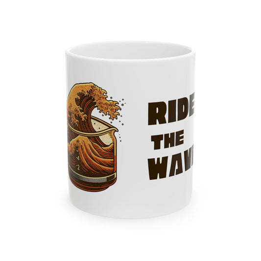 The Great Wave of Coffee White Ceramic Mug - Ride the Wave