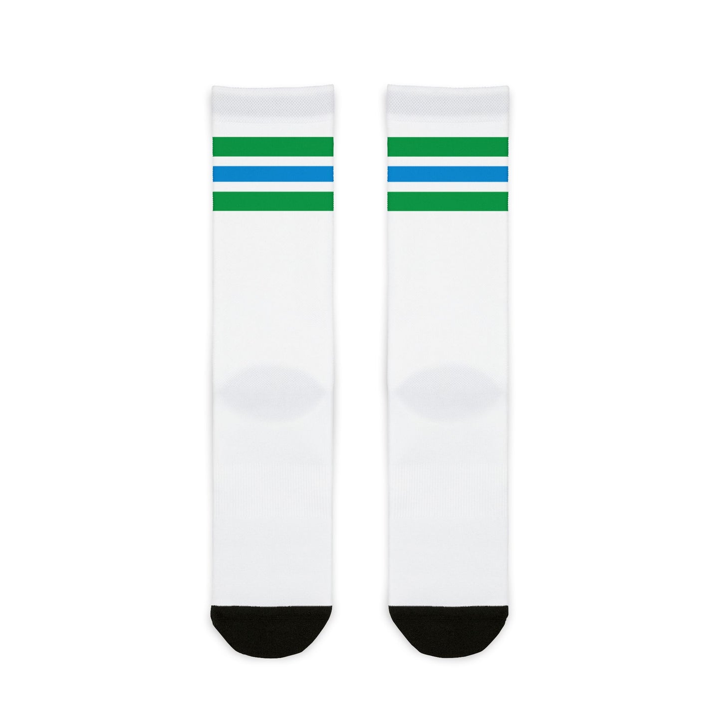 Konbini Fam Crew Sock | Green and Blue Striped Japanese-Inspired Socks