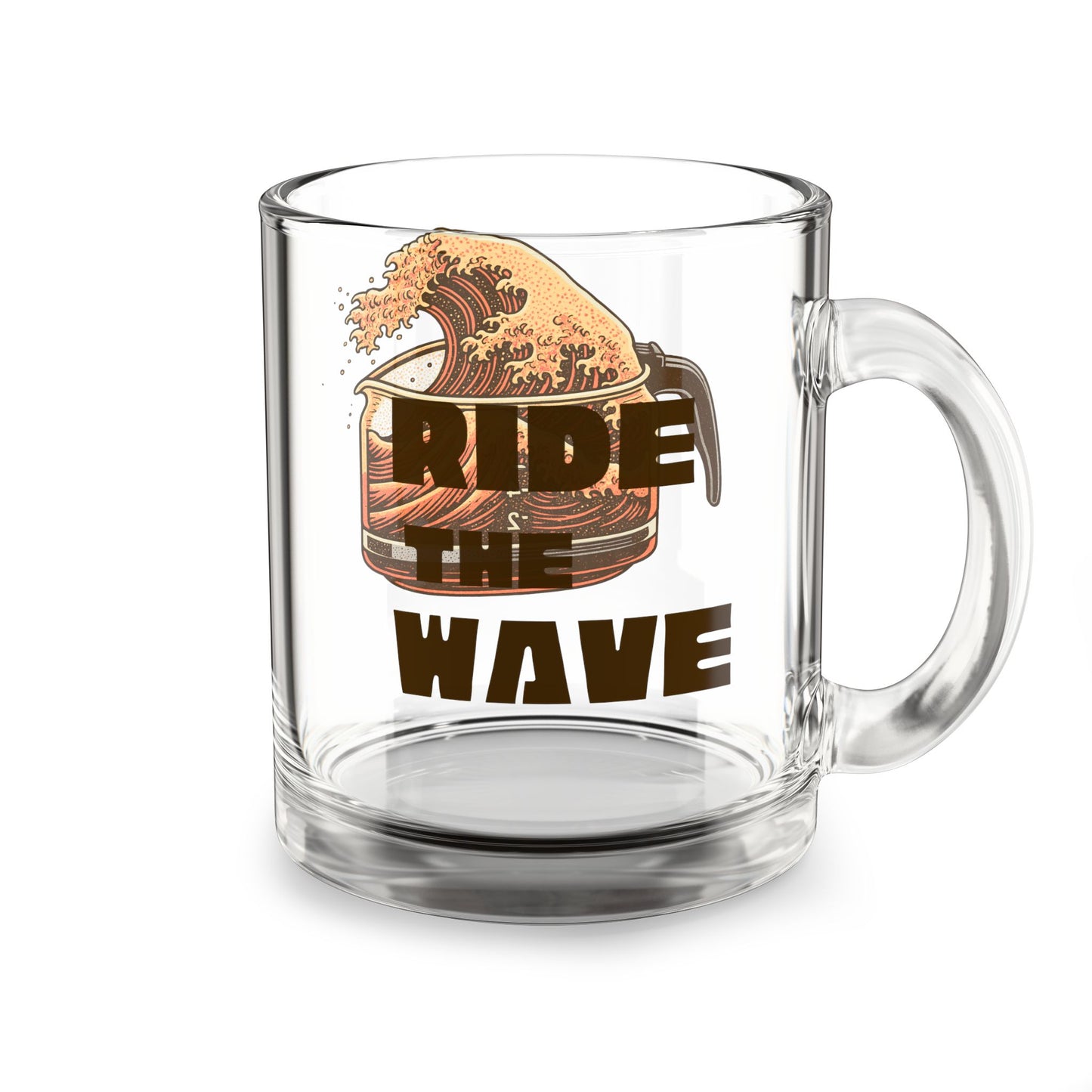 Great Wave of Coffee Glass Mug, 10oz | Ride the Wave-Mug-Bits of Aloha