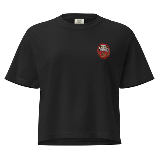 Daruma Doll Japanese Premium Embroidered Boxy T-Shirt-T-Shirt-Bits of Aloha
