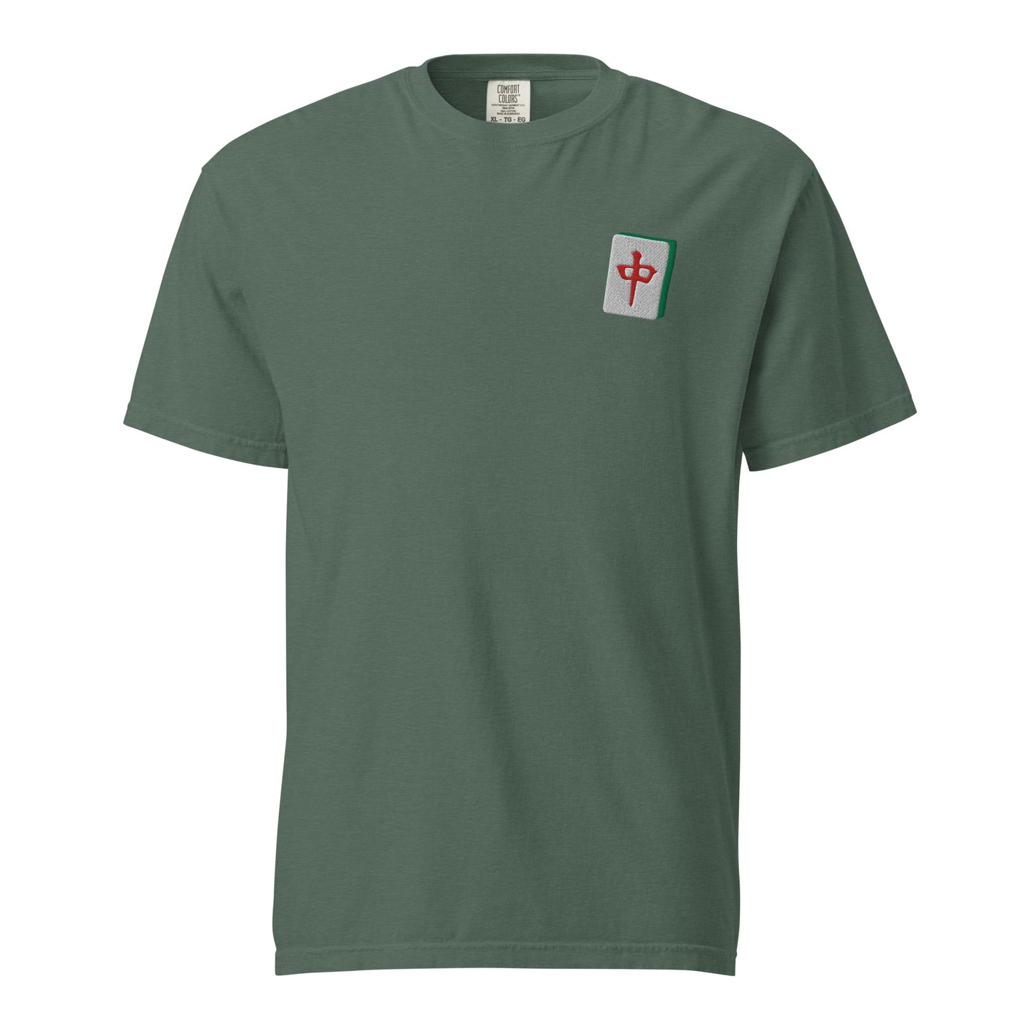 Embroidered Red Dragon Mahjong T-Shirt: 100% Cotton Apparel-T-Shirt-Bits of Aloha