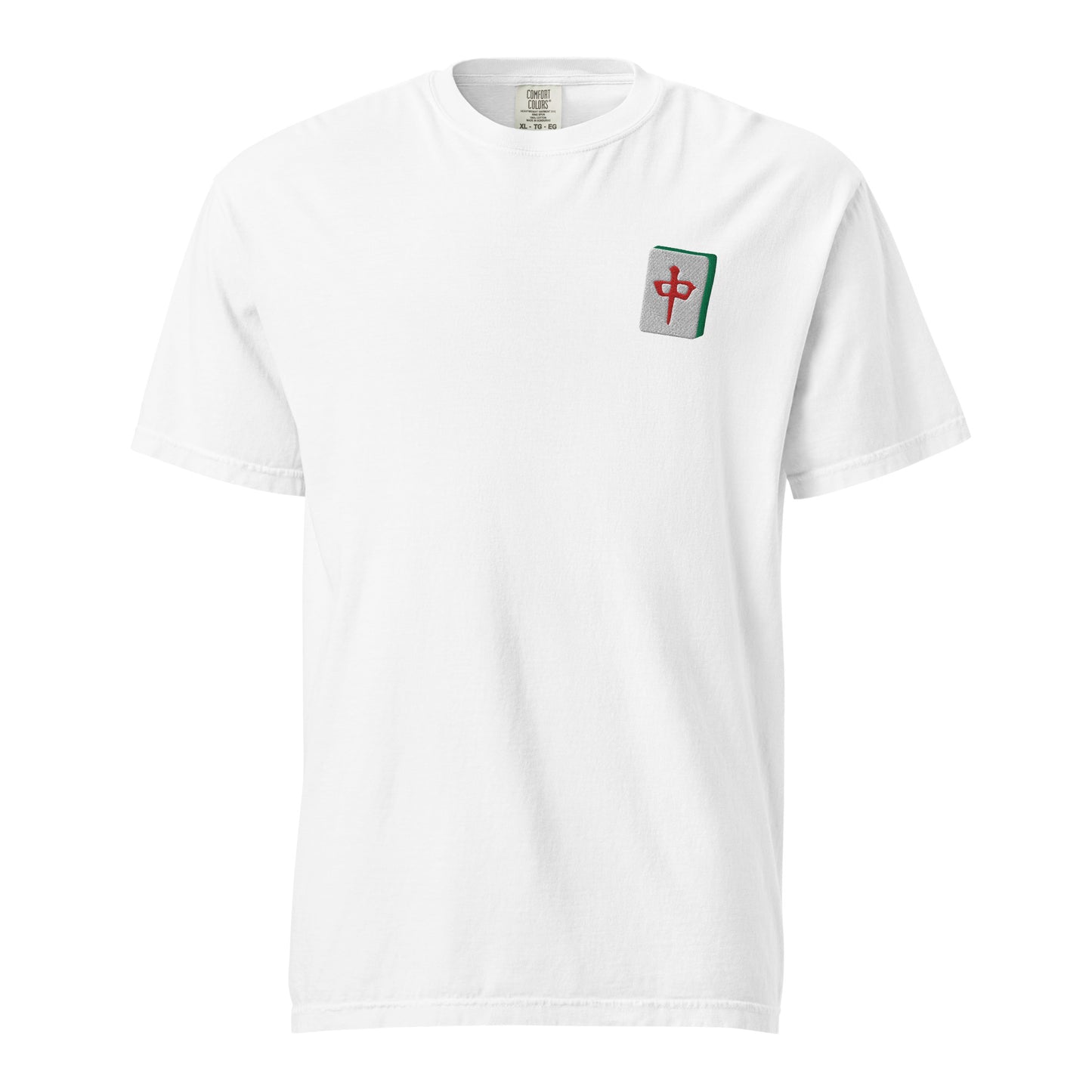 Embroidered Red Dragon Mahjong T-Shirt: 100% Cotton Apparel-T-Shirt-Bits of Aloha