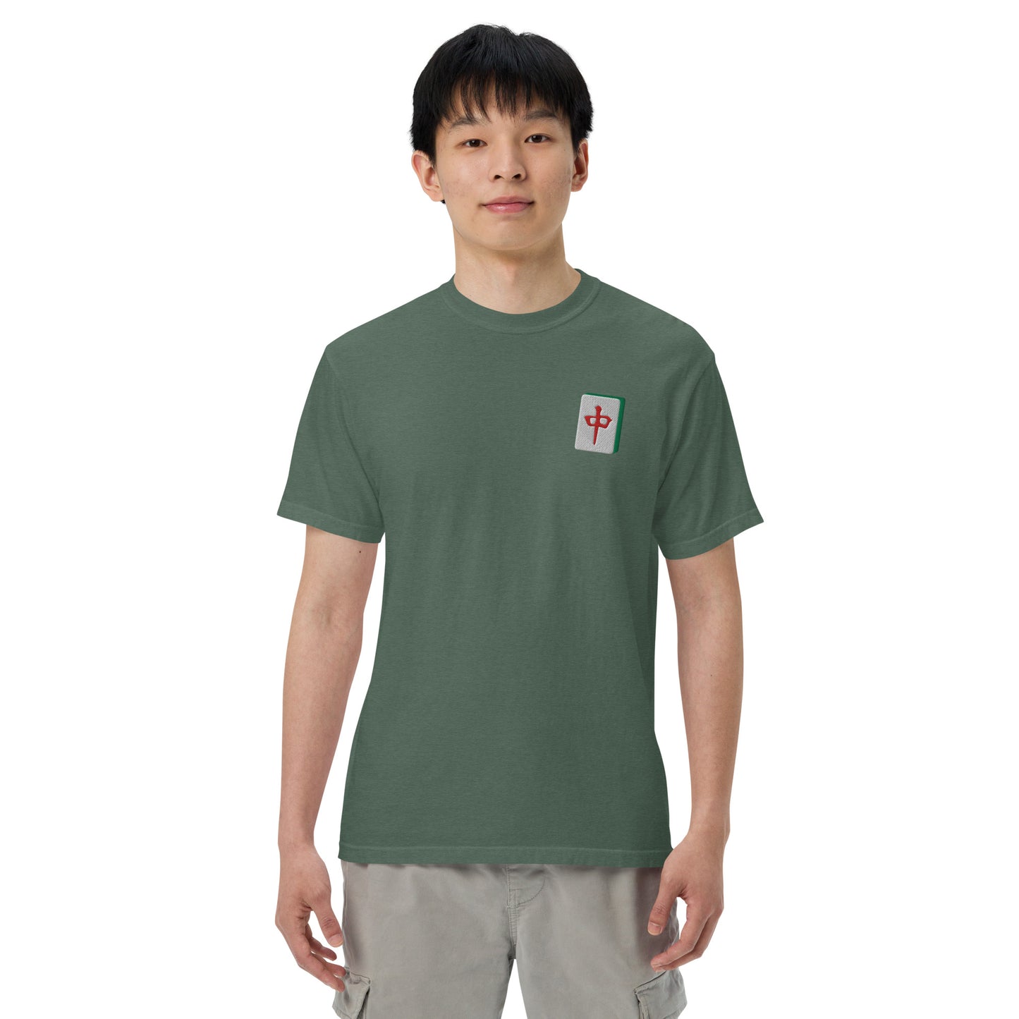Embroidered Red Dragon Mahjong T-Shirt: 100% Cotton Apparel-T-Shirt-Bits of Aloha
