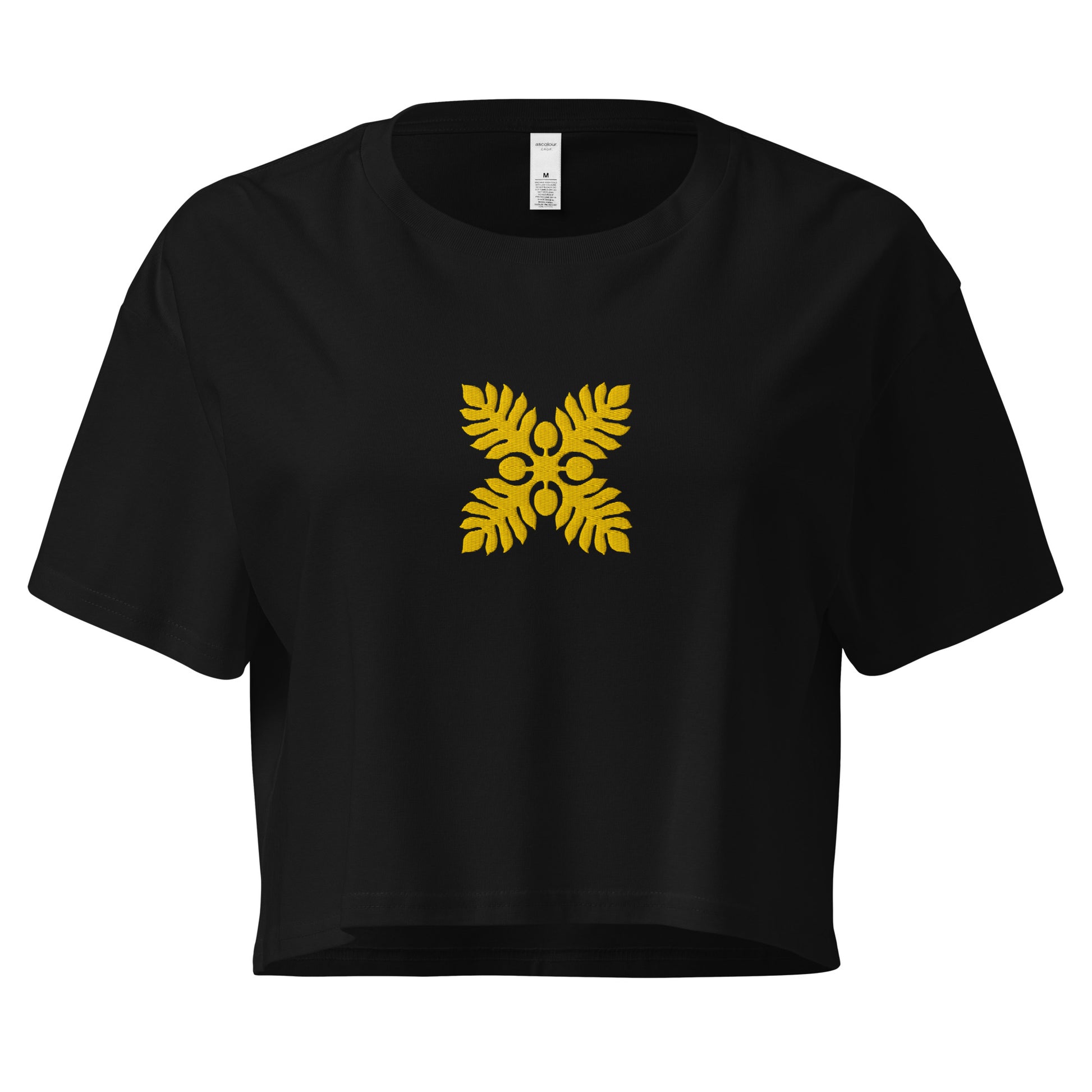 Hawaiian Breadfruit Quilt Embroidered Women’s Crop Top-T-Shirt-Bits of Aloha