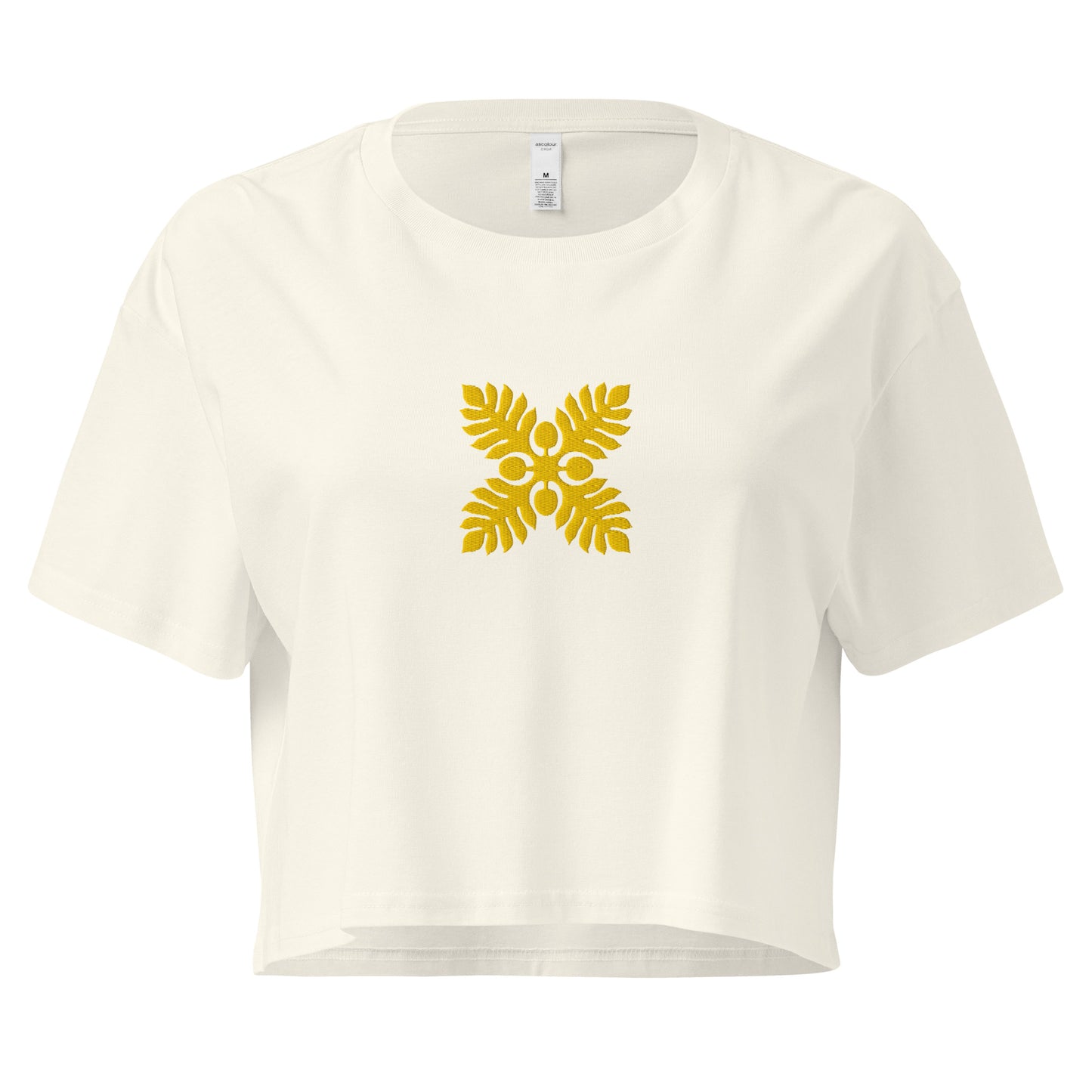 Hawaiian Breadfruit Quilt Embroidered Women’s Crop Top-T-Shirt-Bits of Aloha