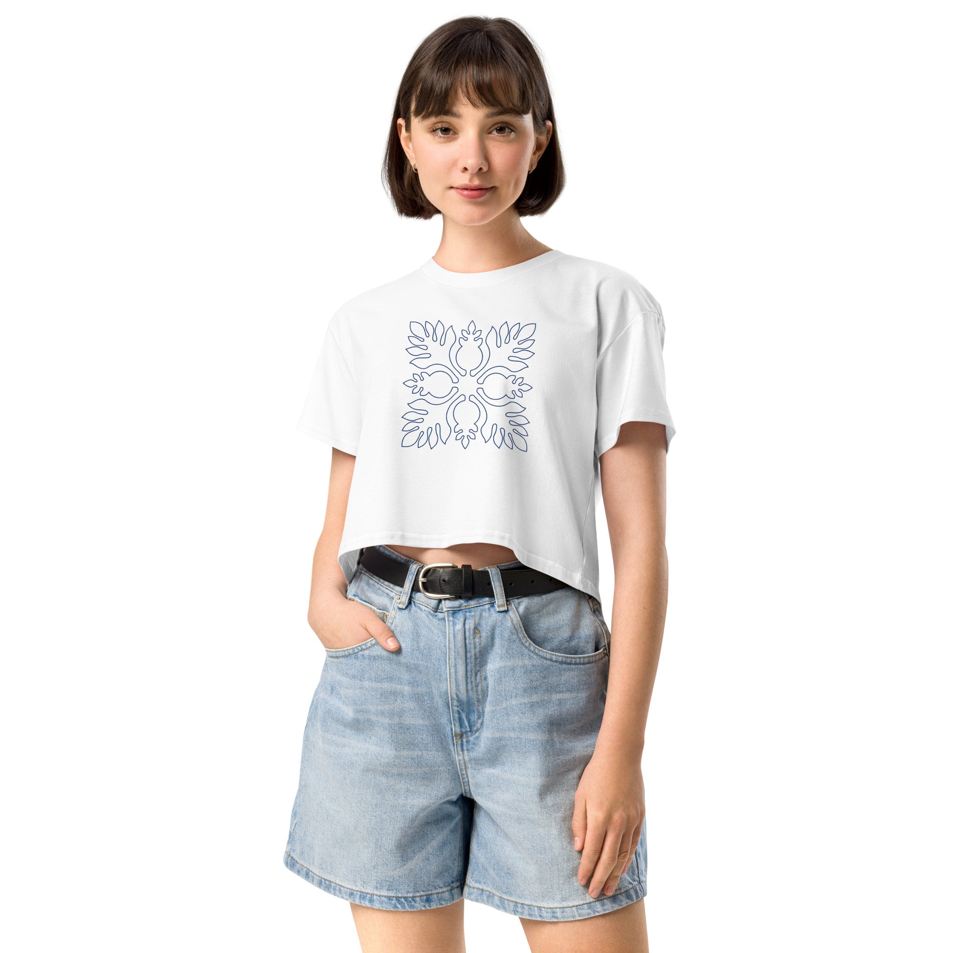 Kekoa Hawaiian Quilt Women’s Crop Top-T-Shirt-Bits of Aloha