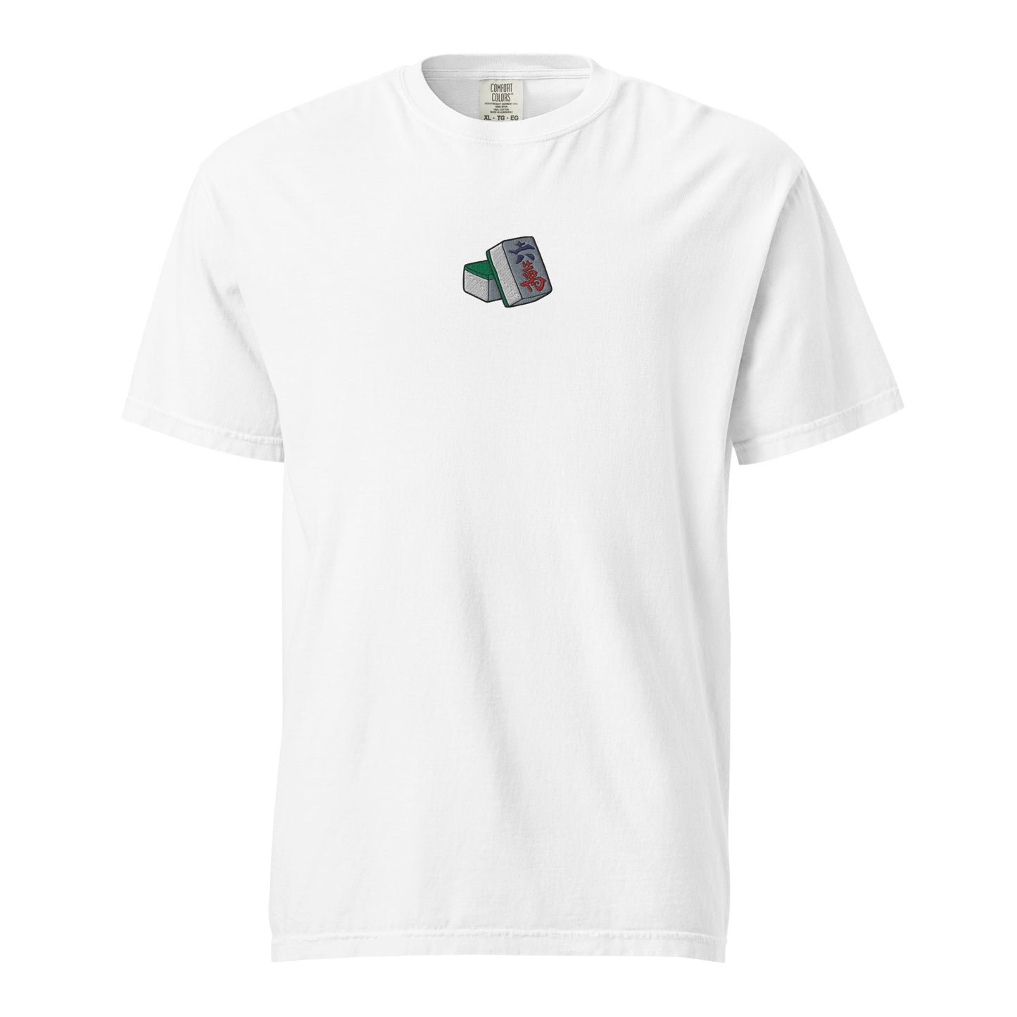 Lucky Number Six Mahjong Embroidered T-Shirt: 100% Cotton, Relaxed Fit-T-Shirt-Bits of Aloha