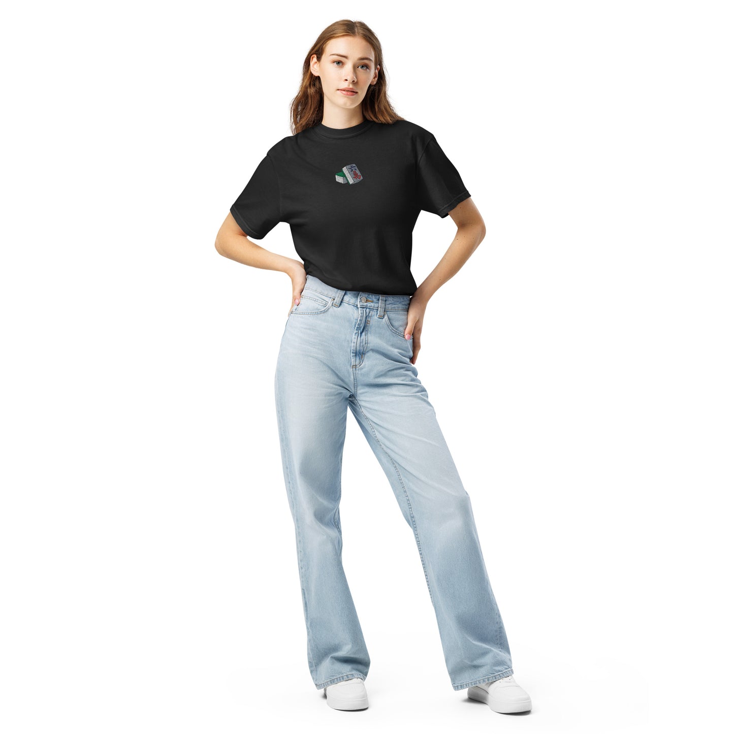 Lucky Number Six Mahjong Embroidered T-Shirt: 100% Cotton, Relaxed Fit-T-Shirt-Bits of Aloha