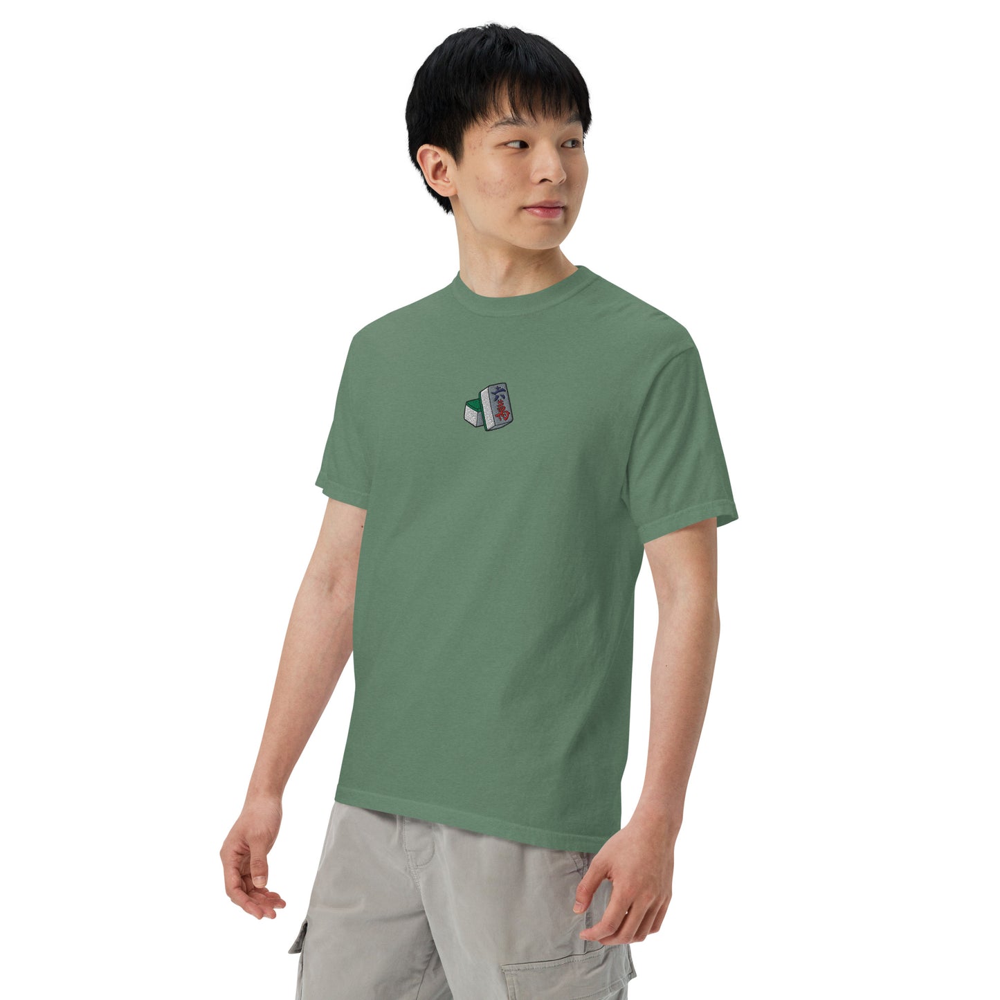 Lucky Number Six Mahjong Embroidered T-Shirt: 100% Cotton, Relaxed Fit-T-Shirt-Bits of Aloha