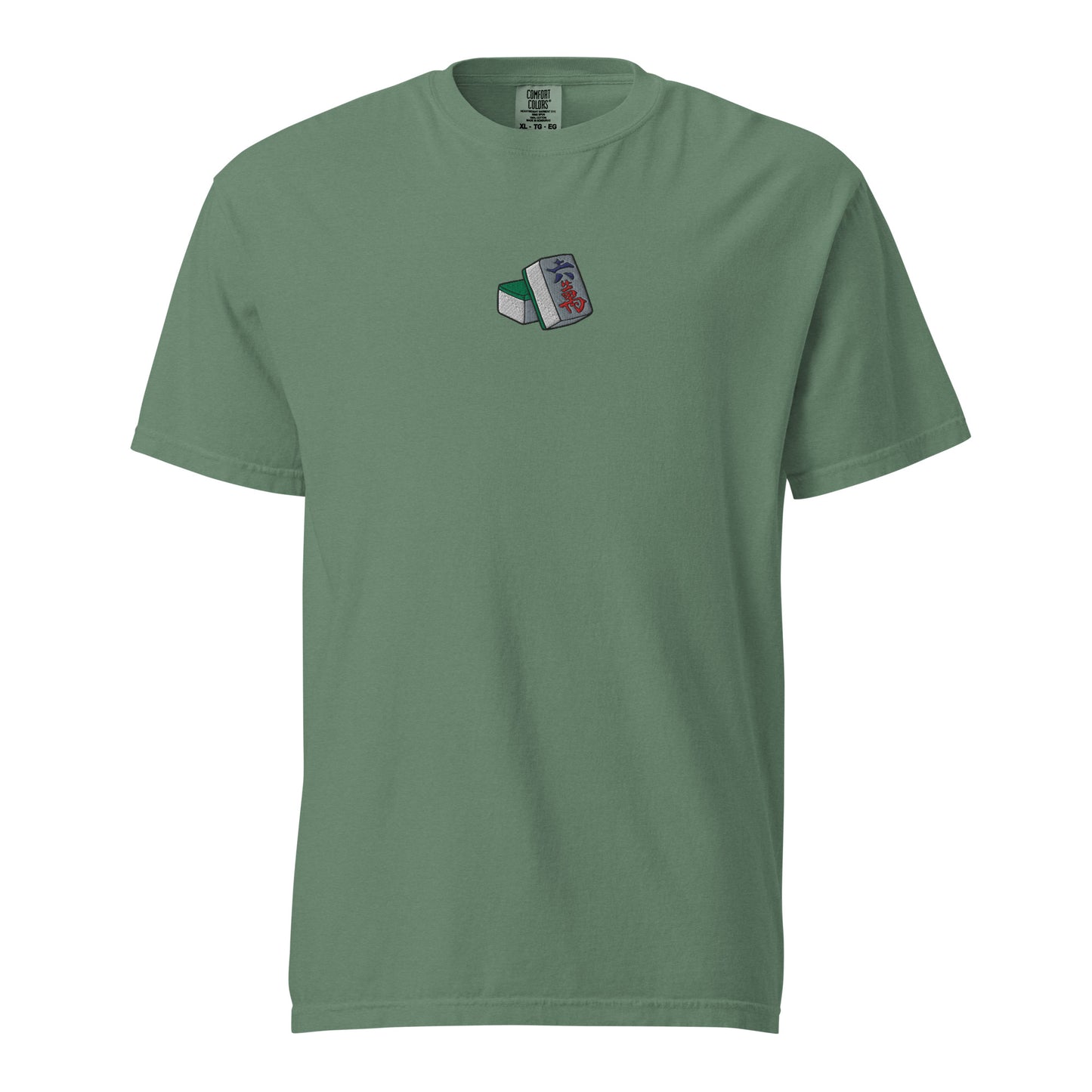 Lucky Number Six Mahjong Embroidered T-Shirt: 100% Cotton, Relaxed Fit-T-Shirt-Bits of Aloha