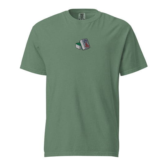Lucky Number Six Mahjong Embroidered T-Shirt: 100% Cotton, Relaxed Fit-T-Shirt-Bits of Aloha