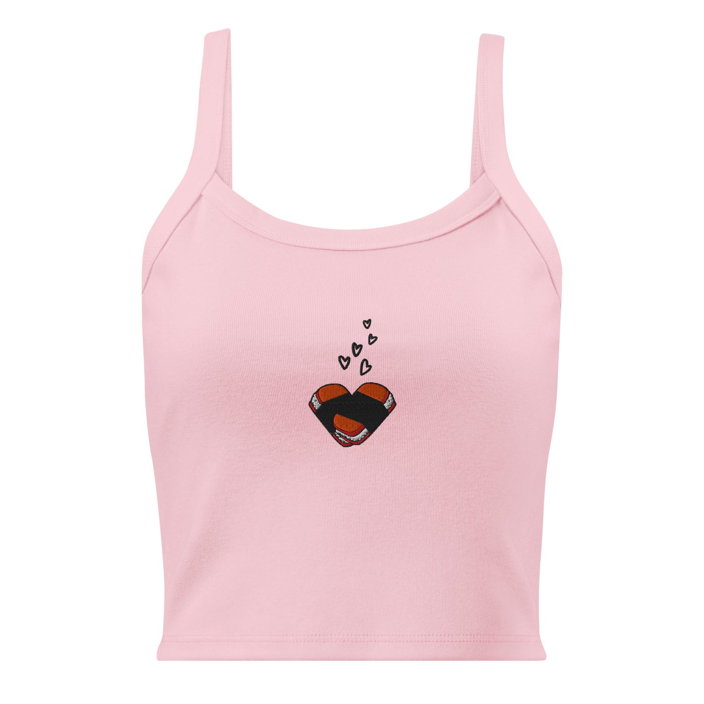 Musubi Heart Embroidered Micro Rib Tank Top for Musubi Lovers-Tank Top-Bits of Aloha