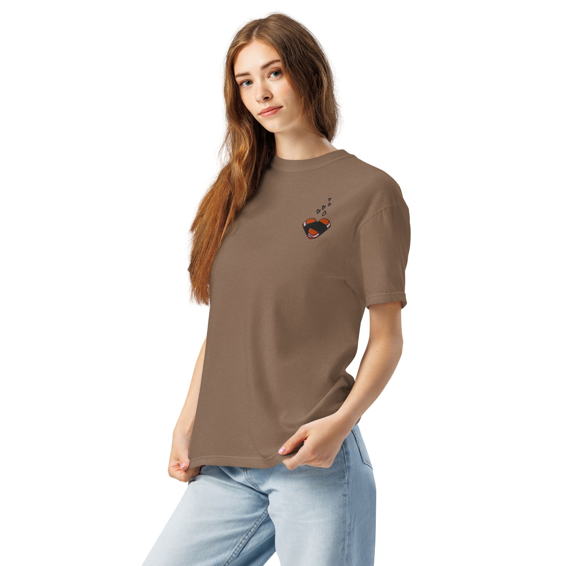 Musubi Heart Premium Embroidered Premium T-Shirt for Musubi Lovers-T-Shirt-Bits of Aloha