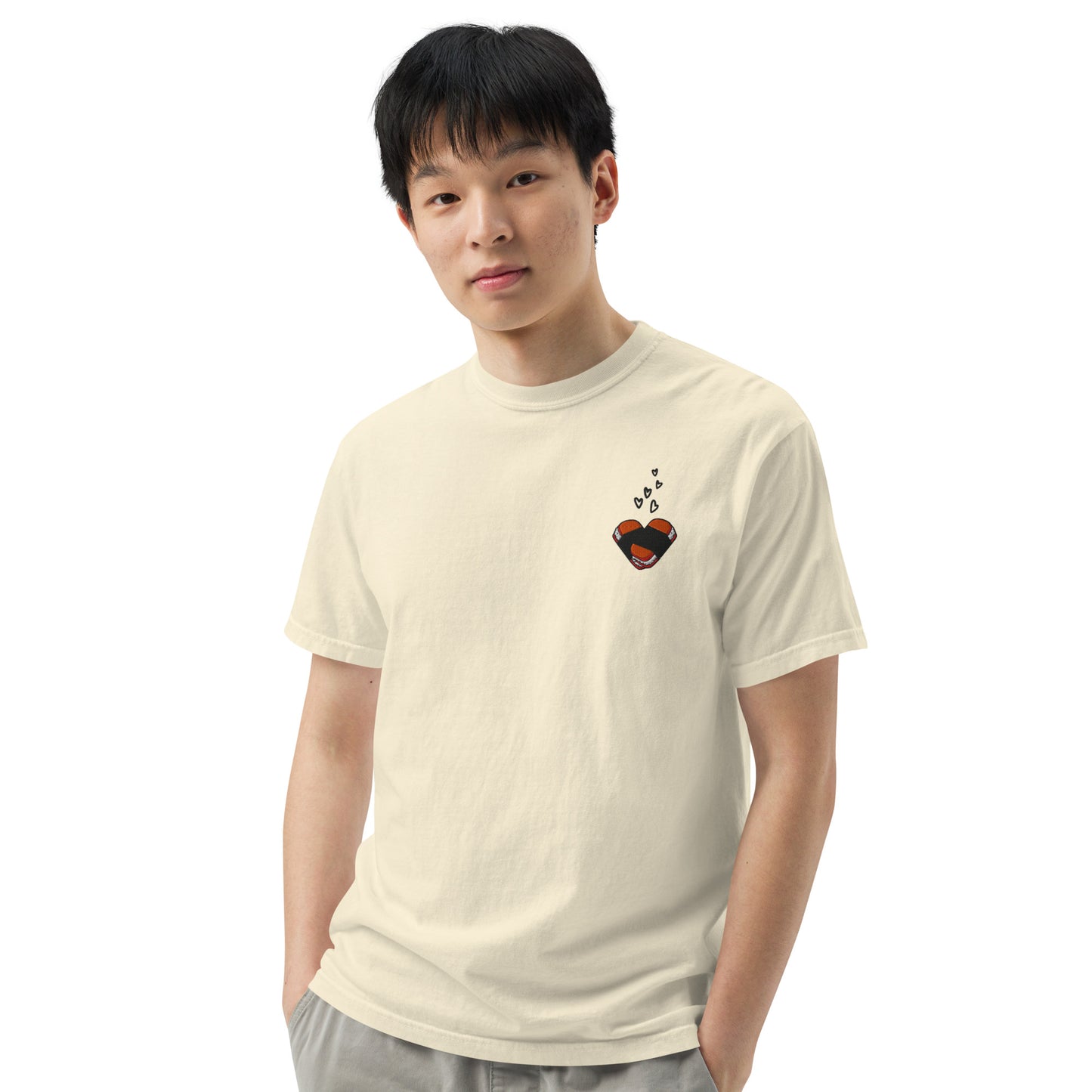 Musubi Heart Premium Embroidered Premium T-Shirt for Musubi Lovers-T-Shirt-Bits of Aloha