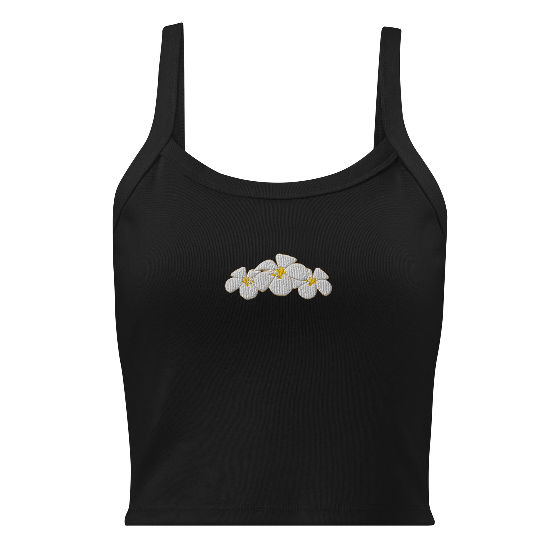 Plumeria Embroidered Rib Tank Top-Tank Top-Bits of Aloha