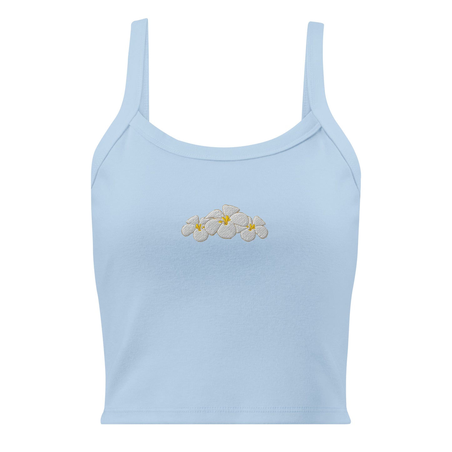 Plumeria Embroidered Rib Tank Top-Tank Top-Bits of Aloha