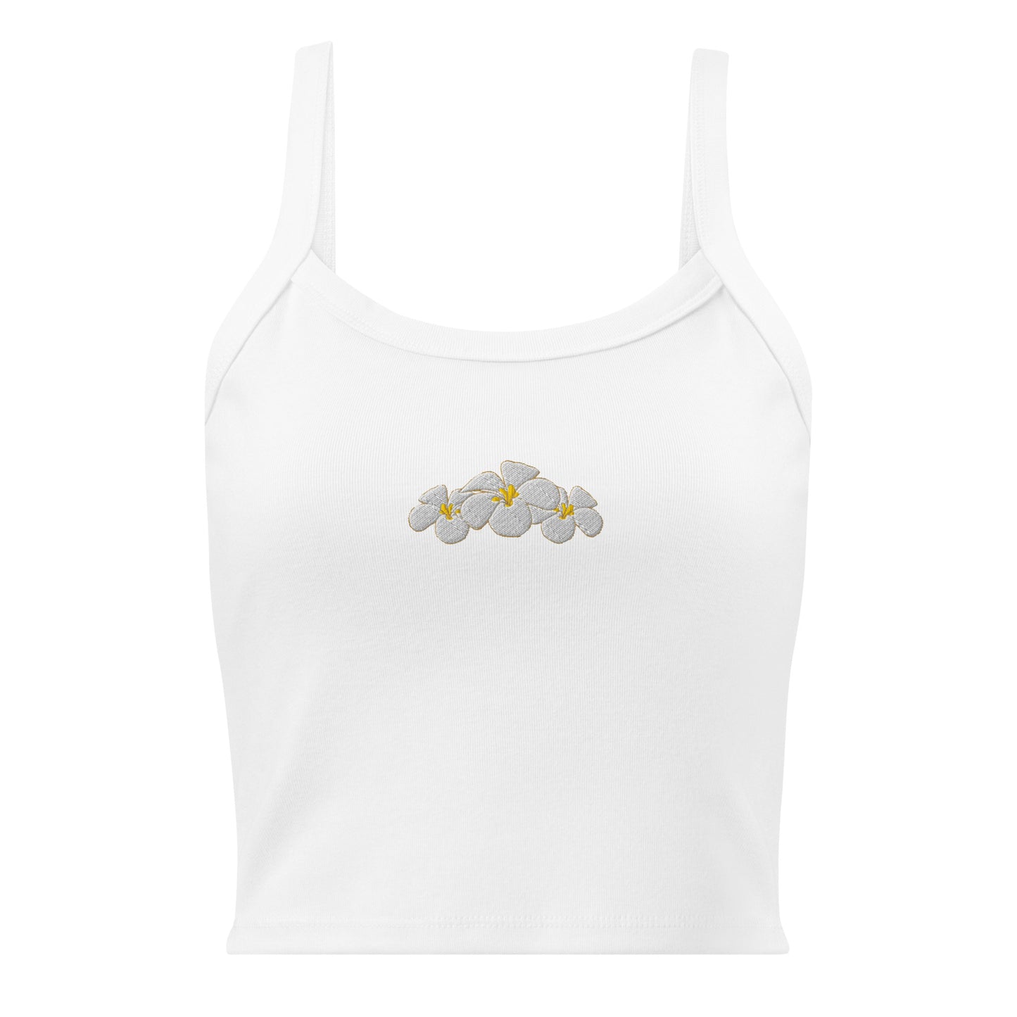 Plumeria Embroidered Rib Tank Top-Tank Top-Bits of Aloha