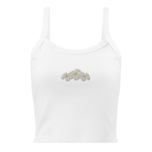 Plumeria Embroidered Rib Tank Top-Tank Top-Bits of Aloha