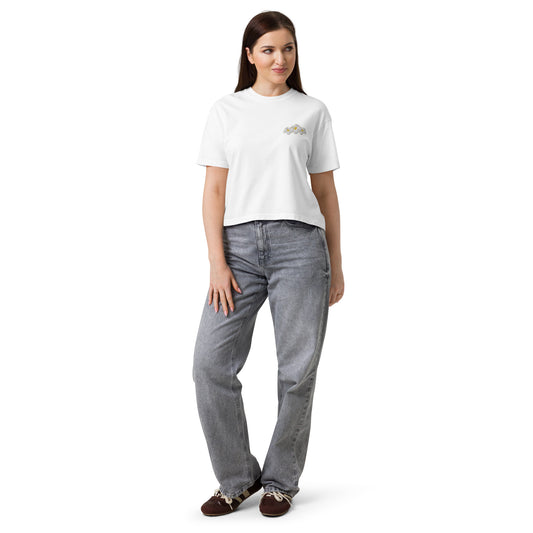 Plumeria Premium Embroidered Boxy T-Shirt-T-Shirt-Bits of Aloha