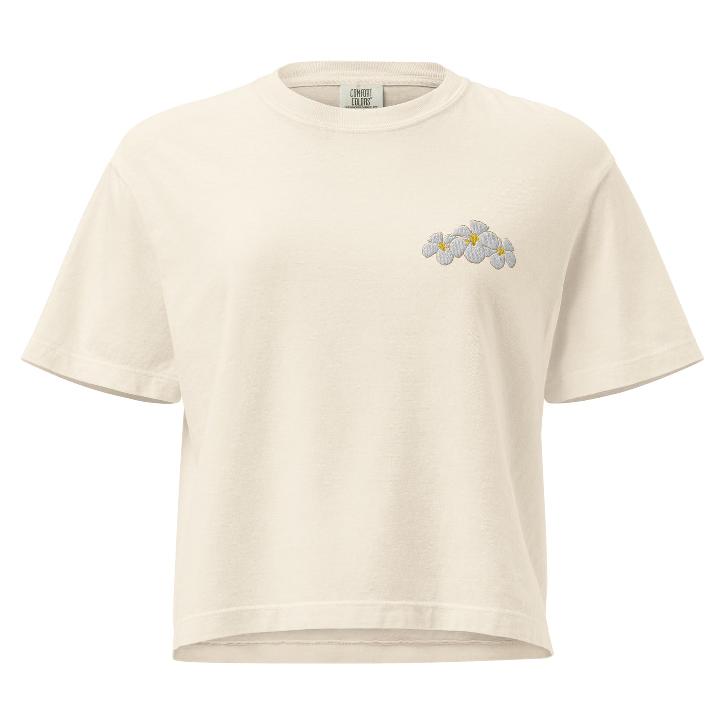 Plumeria Premium Embroidered Boxy T-Shirt-T-Shirt-Bits of Aloha