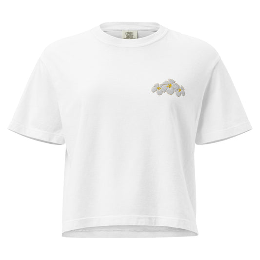 Plumeria Premium Embroidered Boxy T-Shirt-T-Shirt-Bits of Aloha