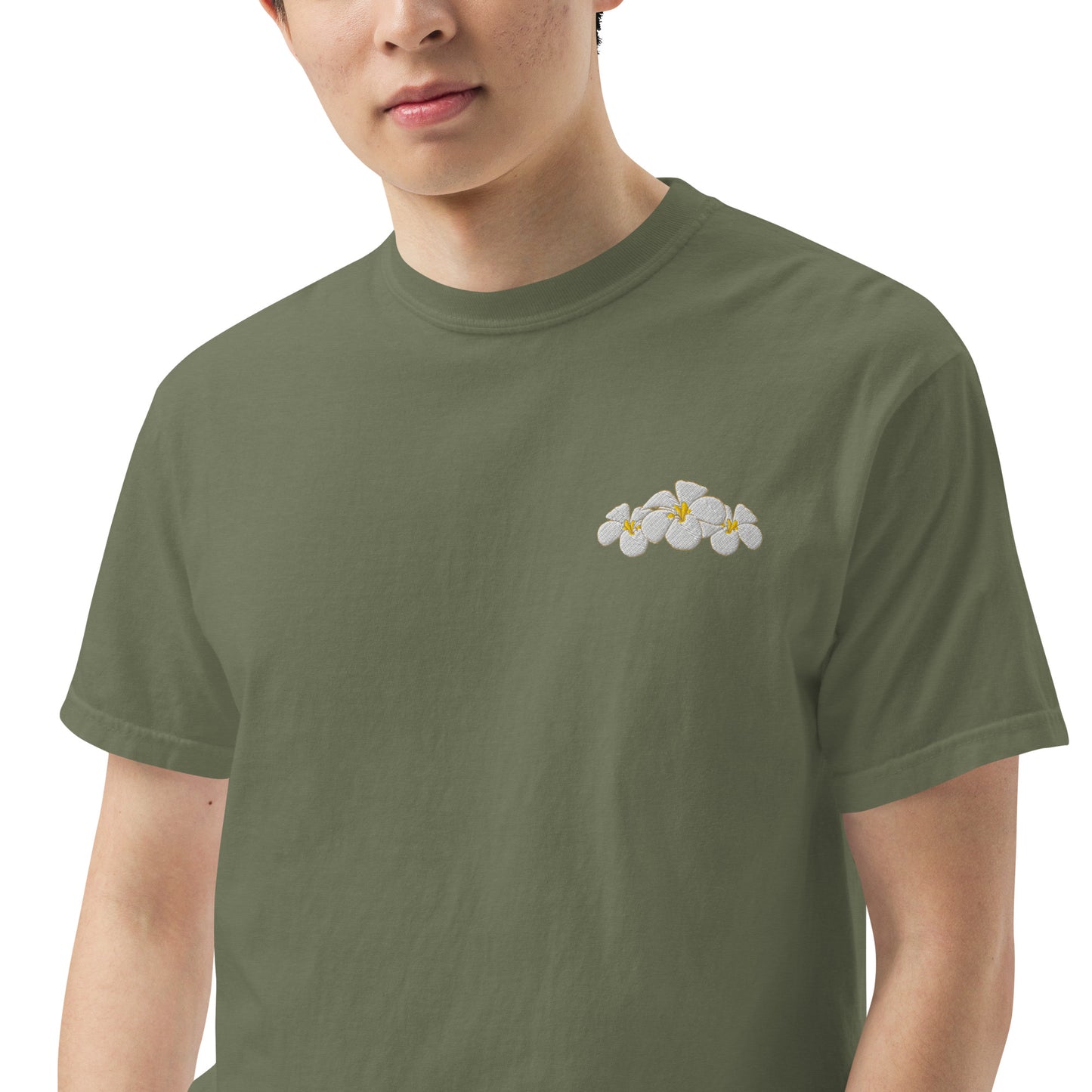 Plumeria Premium Embroidered T-shirt-T-Shirt-Bits of Aloha