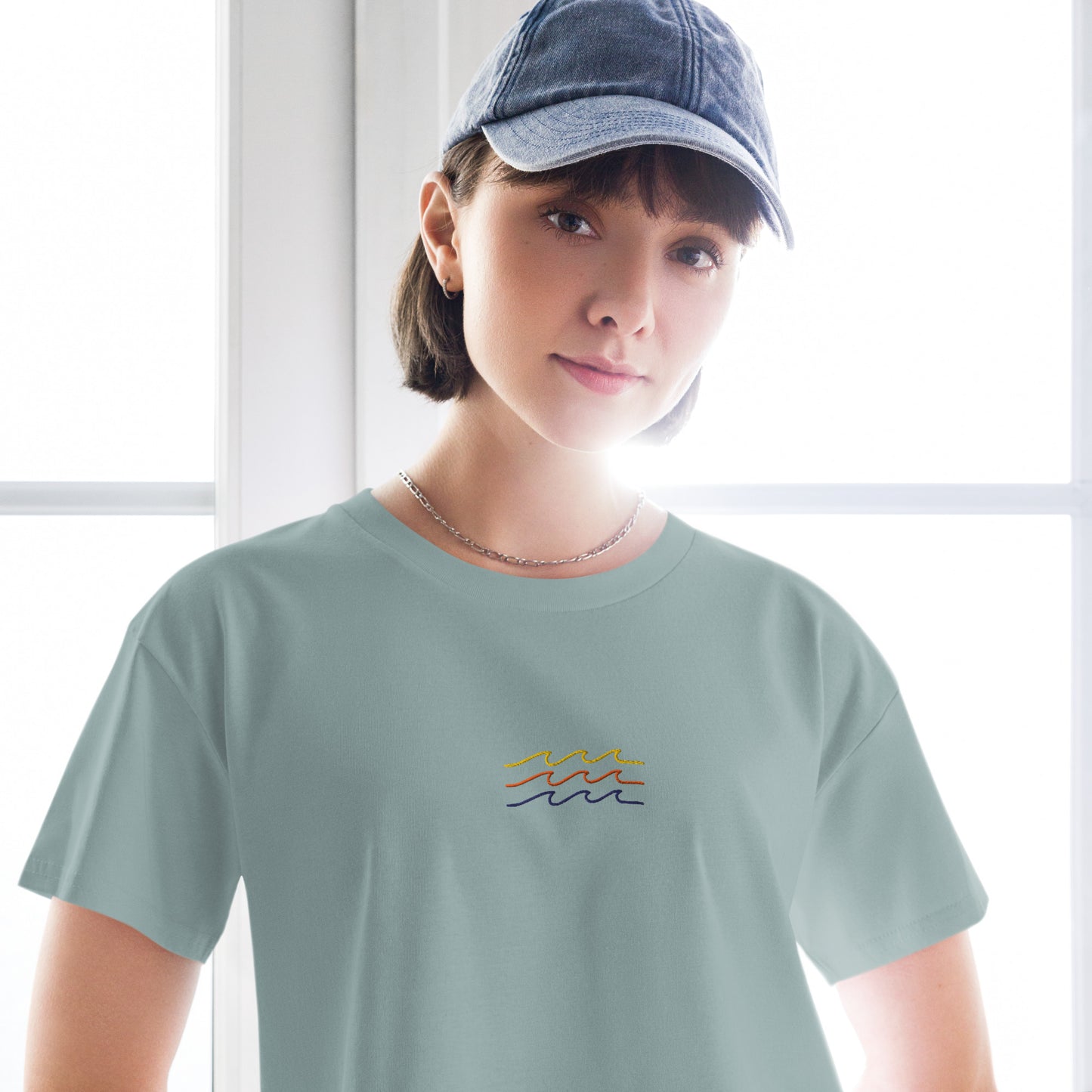 Vintage Wave Vibes Premium Crop Top-T-Shirt-Bits of Aloha