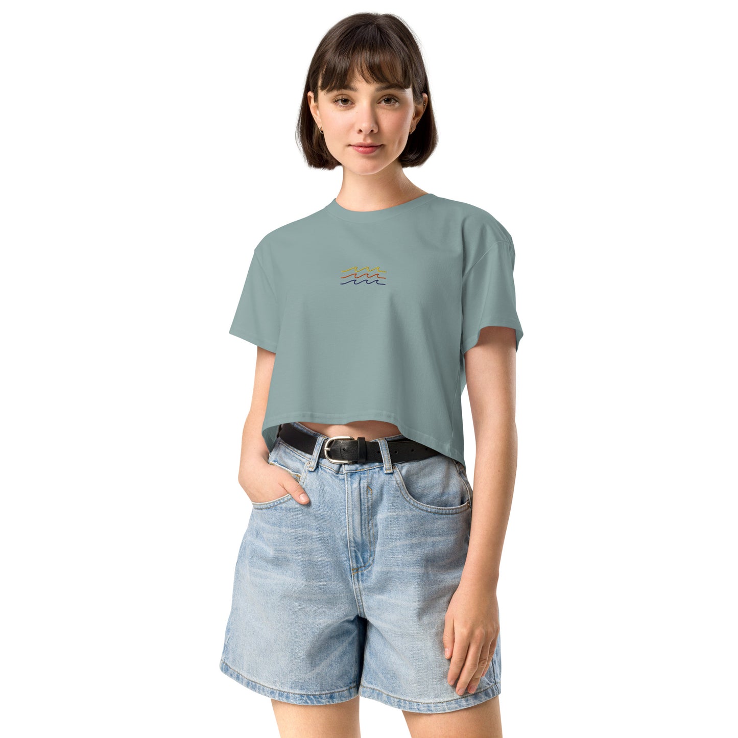 Vintage Wave Vibes Premium Crop Top-T-Shirt-Bits of Aloha