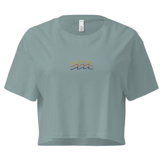 Vintage Wave Vibes Premium Crop Top-T-Shirt-Bits of Aloha