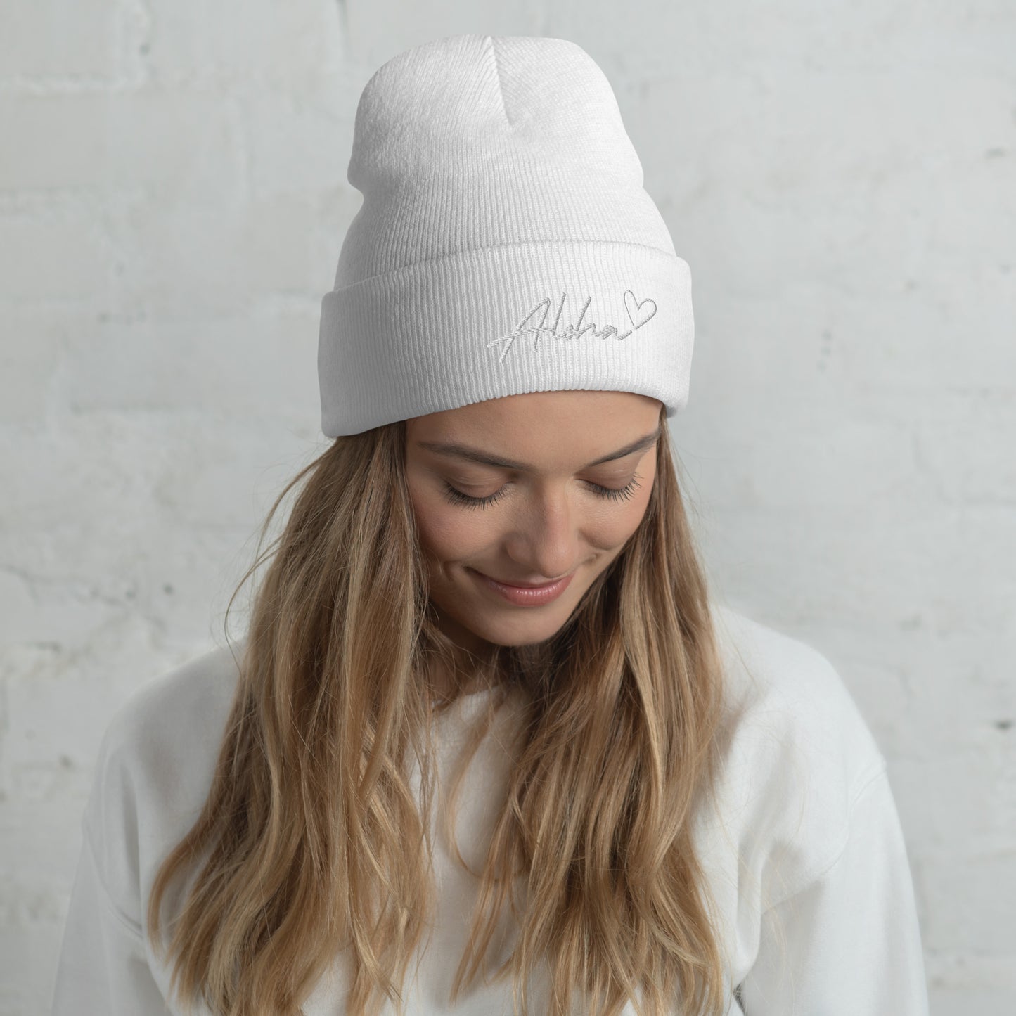 Aloha Love Embroidered Cuffed Beanie Winter Hawaii Aloha Vibes-Hat-Bits of Aloha