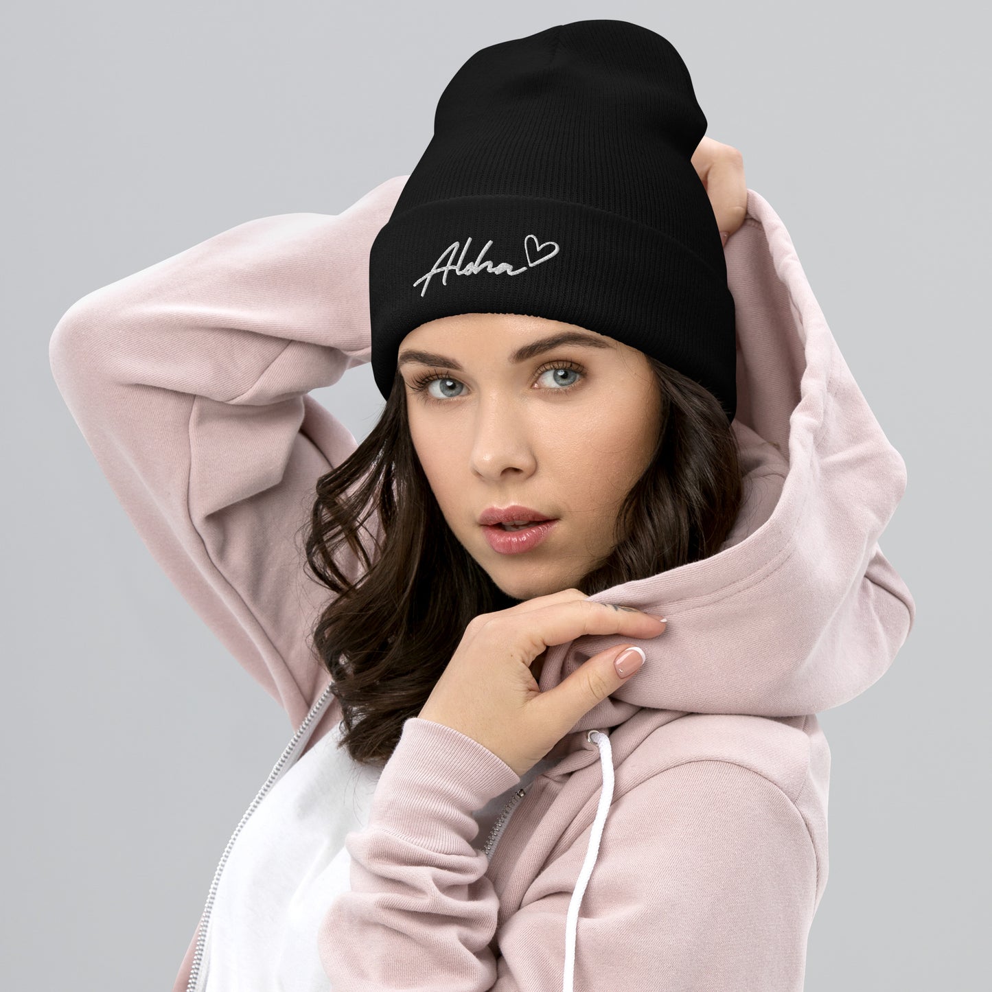 Aloha Love Embroidered Cuffed Beanie Winter Hawaii Aloha Vibes-Hat-Bits of Aloha