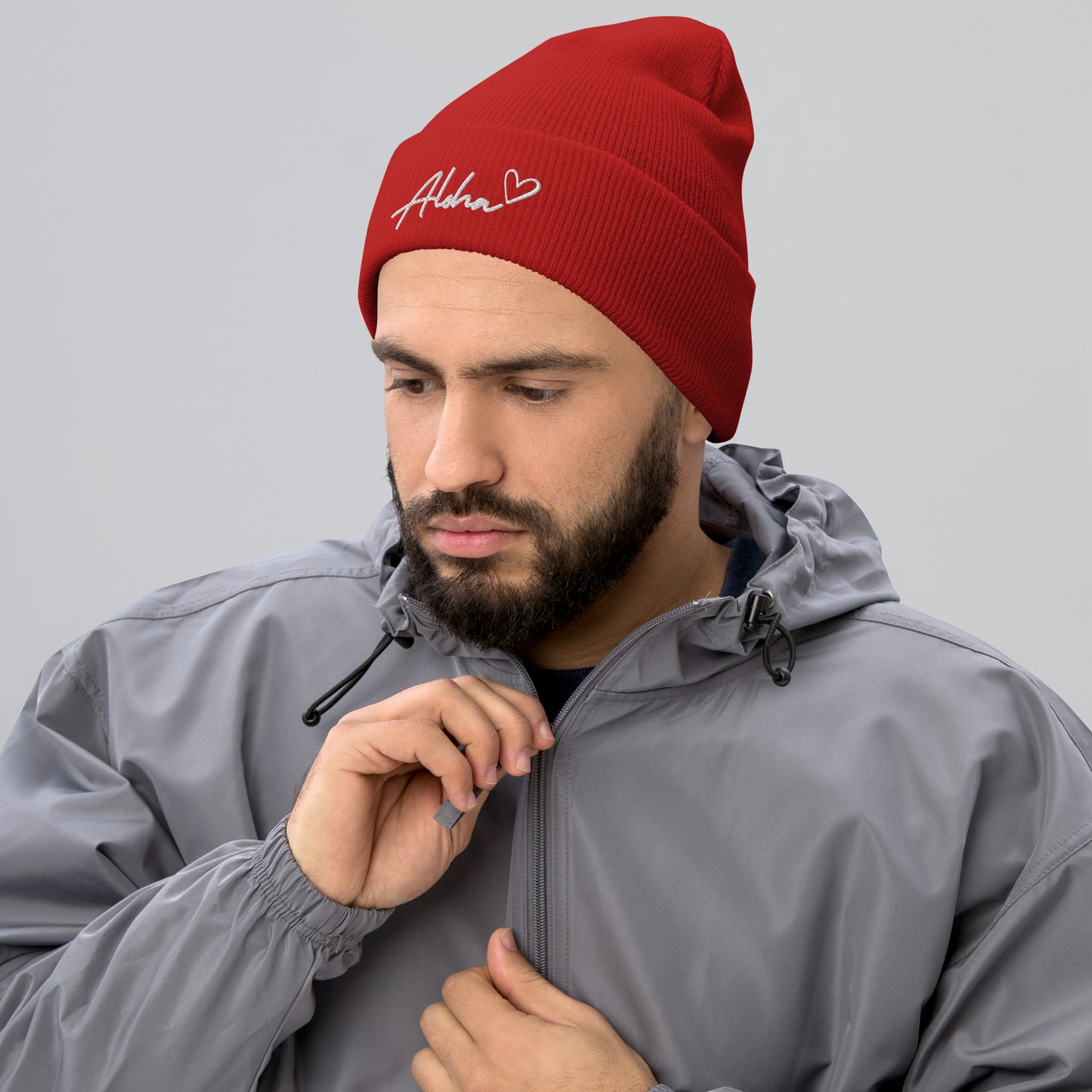 Aloha Love Embroidered Cuffed Beanie Winter Hawaii Aloha Vibes-Hat-Bits of Aloha