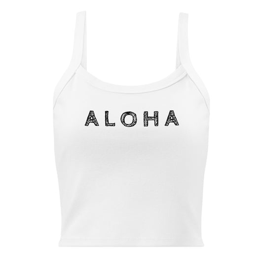 Aloha Scribble Printed Rib Tank Top-Tank Top-Bits of Aloha