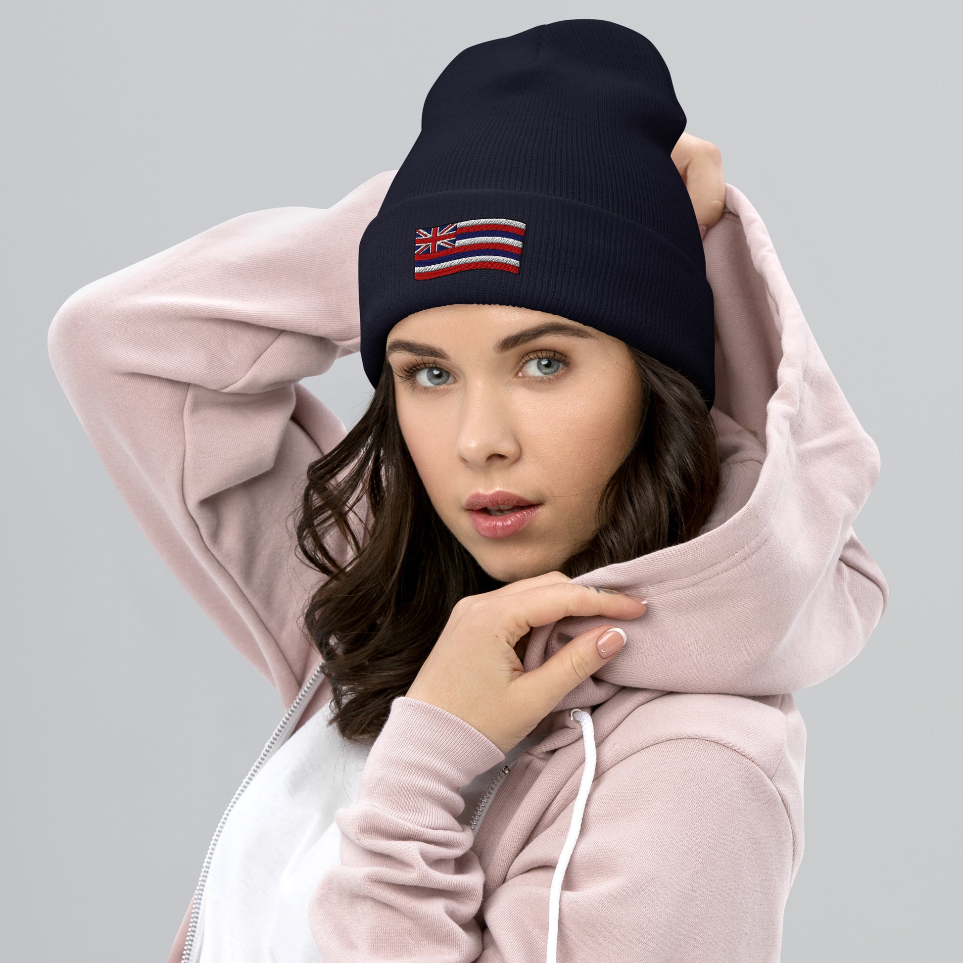 Bits of Aloha Embroidered Flag of Hawai'i Cuffed Beanie-Hat-Bits of Aloha