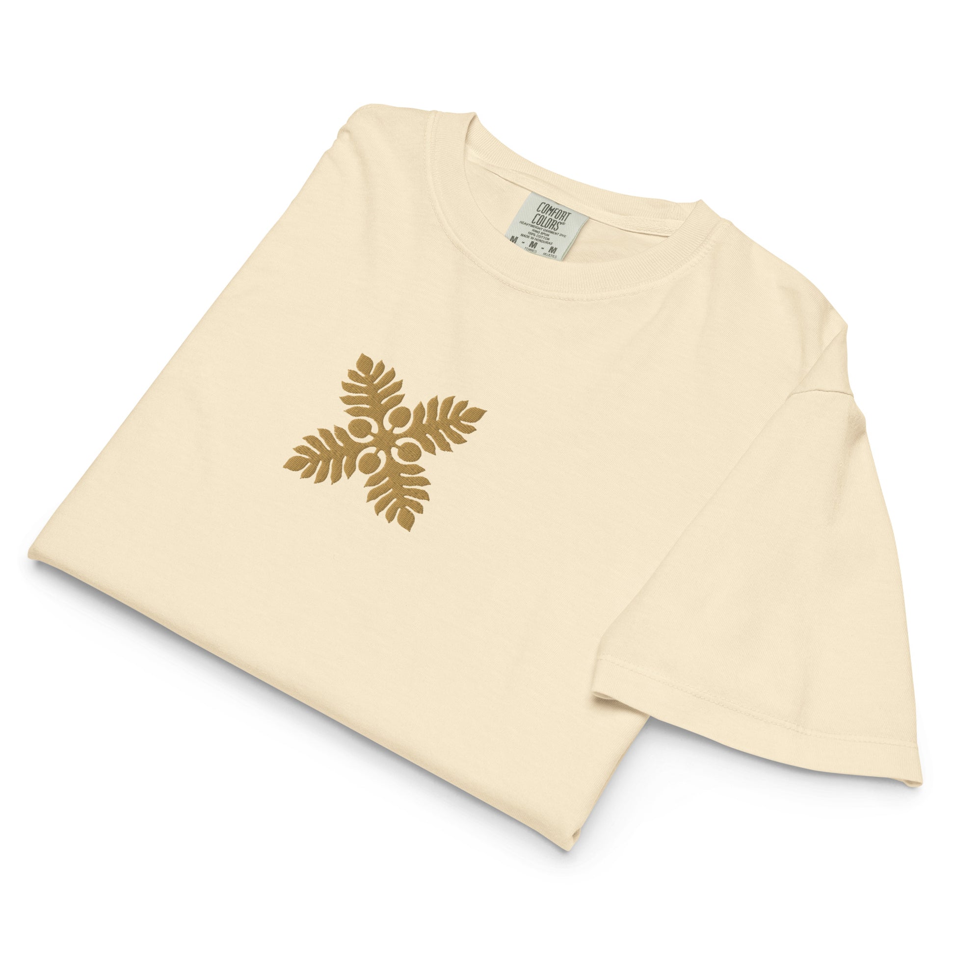 Embroidered Hawaiian Breadfruit Quilt Boxy Tee – Premium Cotton by Bits of Aloha-T-Shirt-Bits of Aloha