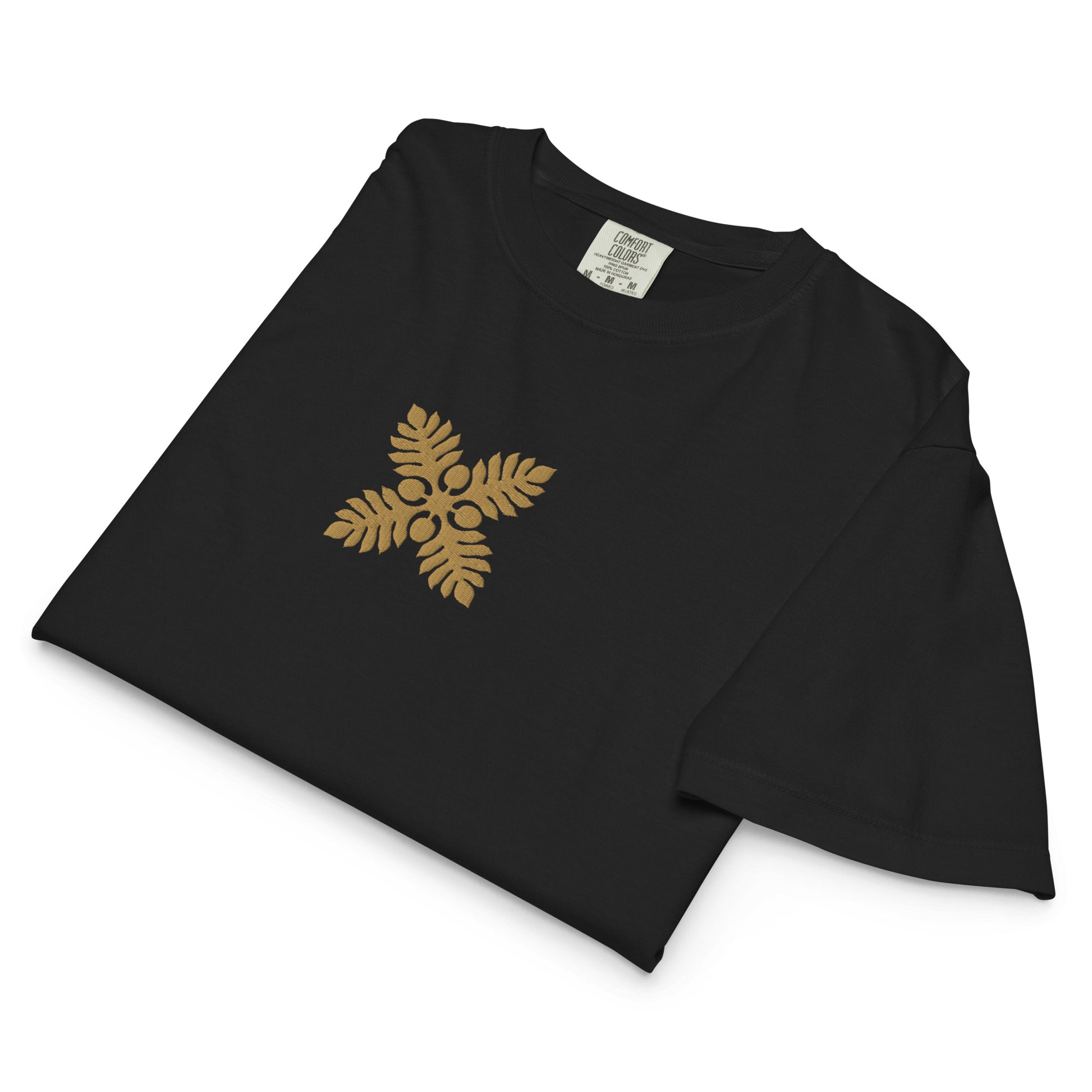 Embroidered Hawaiian Breadfruit Quilt Boxy Tee – Premium Cotton by Bits of Aloha-T-Shirt-Bits of Aloha