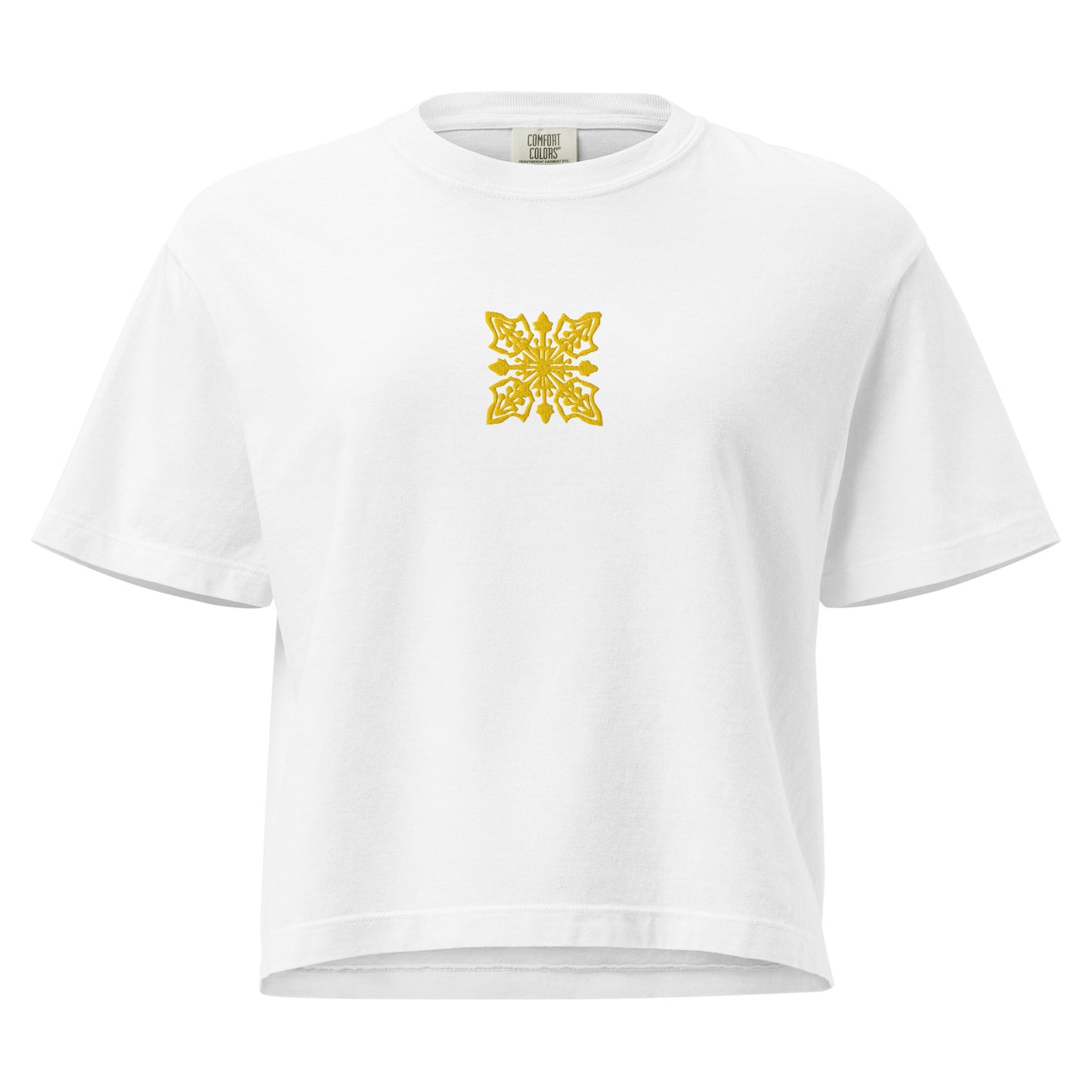 Embroidered Hawaiian Floral Quilt Boxy Tee – Premium Cotton by Bits of Aloha-T-Shirt-Bits of Aloha